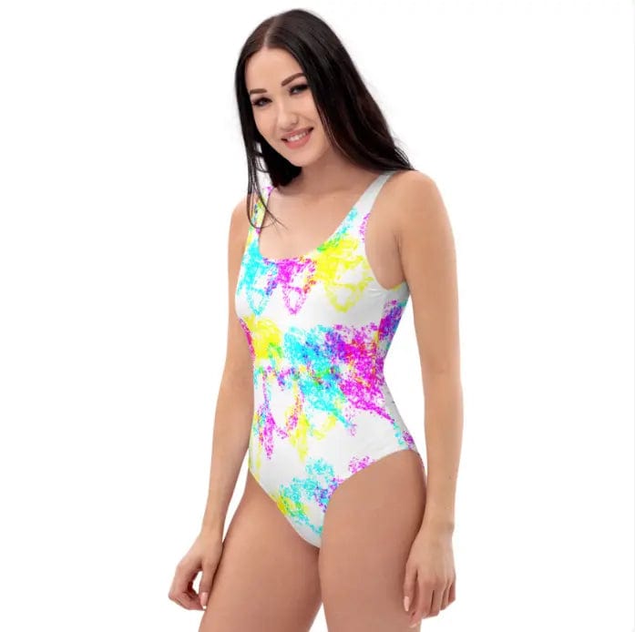 Pastels Hearts Drawing Modest One-Piece Swimsuit for work