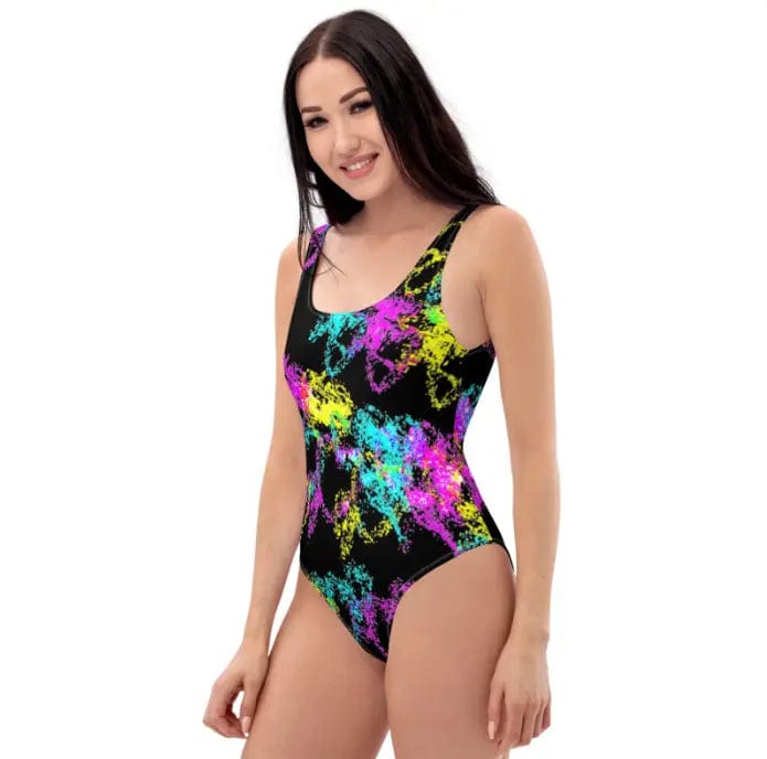 Pastels in Black Hearts Drawing Modest One-Piece Swimsuit for work