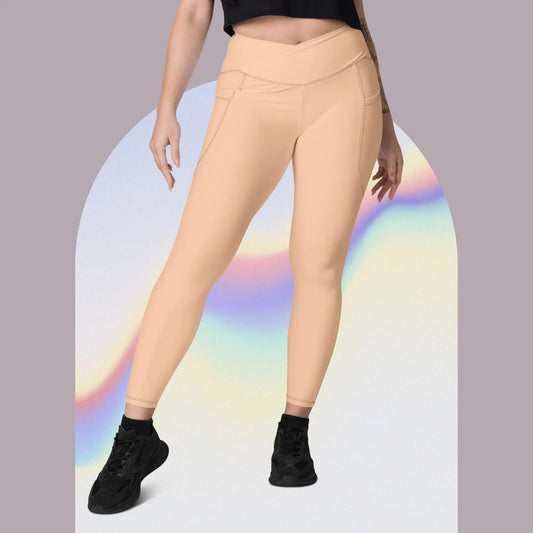 Peachy Nude Crossover leggings with pockets