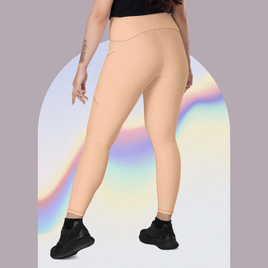 Peachy Nude Crossover leggings with pockets