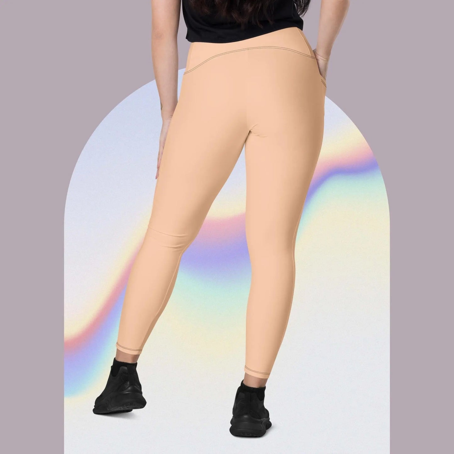 Peachy Nude Crossover leggings with pockets