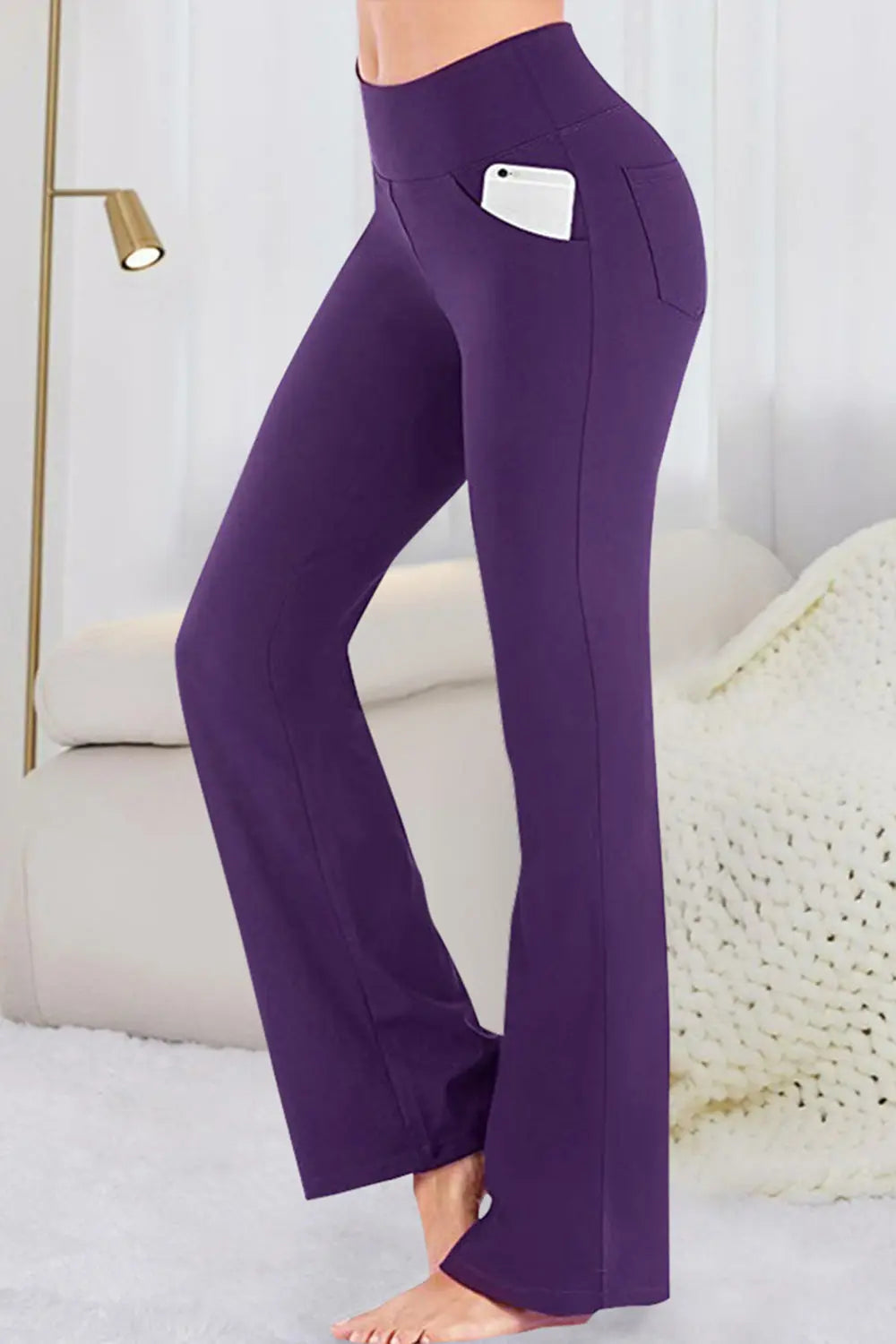 Pocketed High Waist Active Pants Trendsi