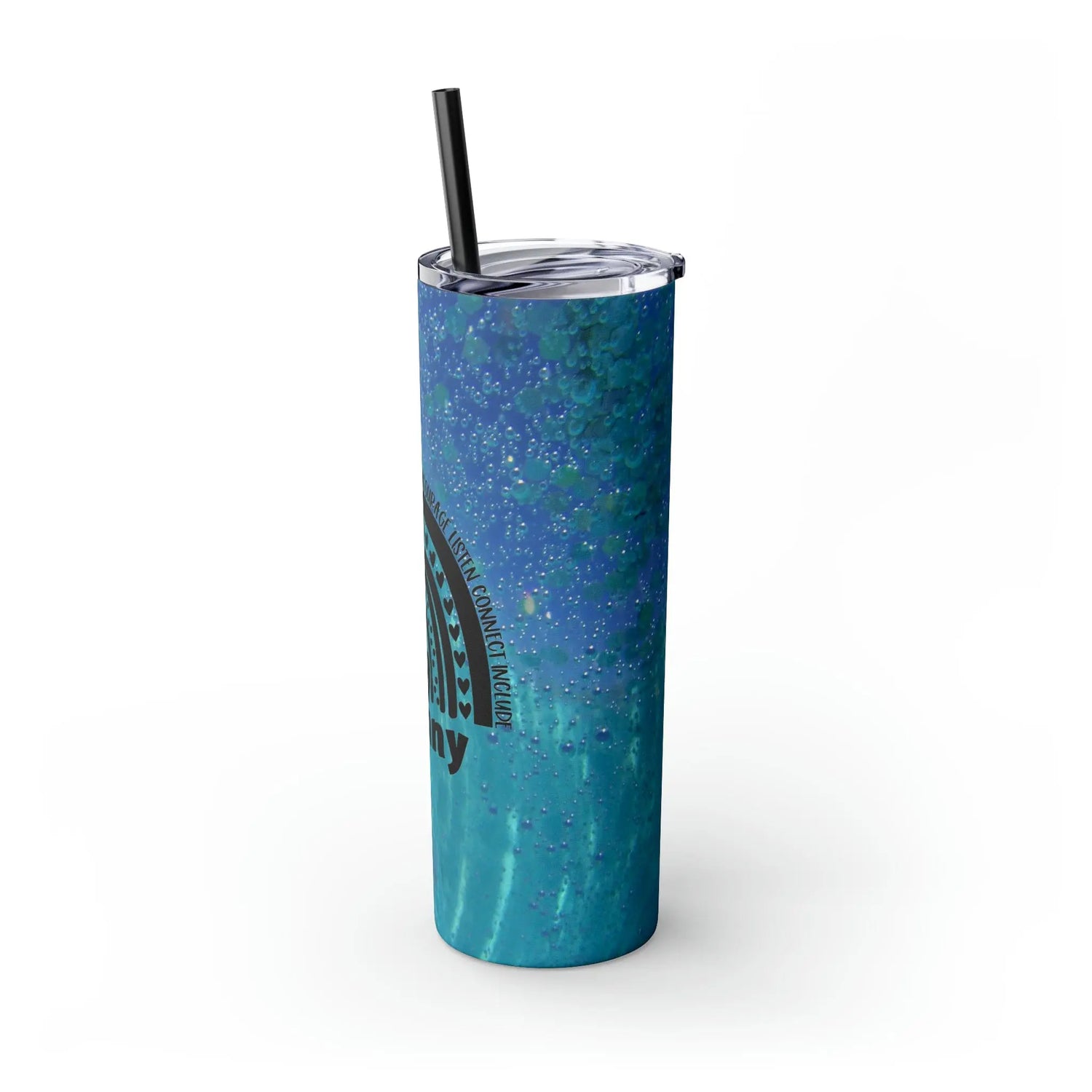 Pool Bubbles Photo Nanny Inspiring Rainbow Skinny Tumbler with Straw, 20oz Printify