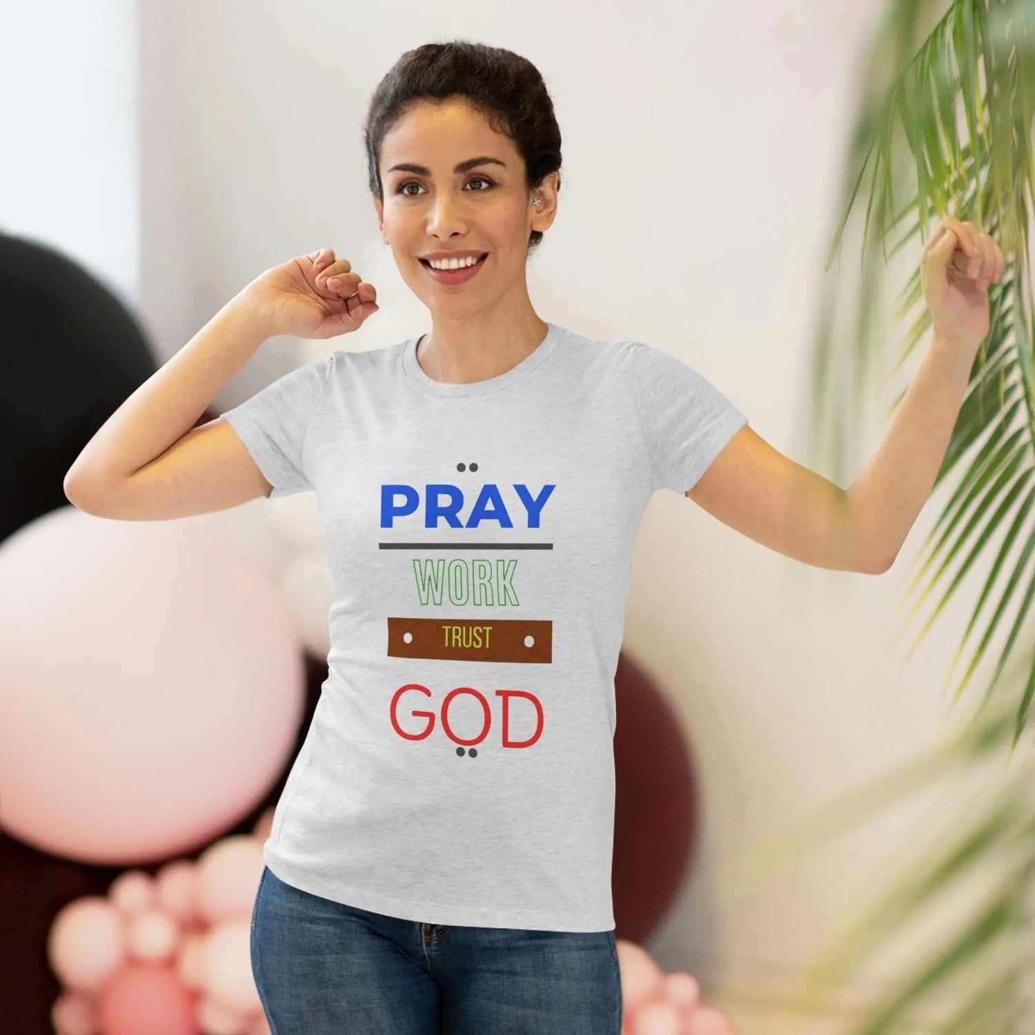 Pray work trust God Women's Triblend T-shirt Tri-Blend Heather White