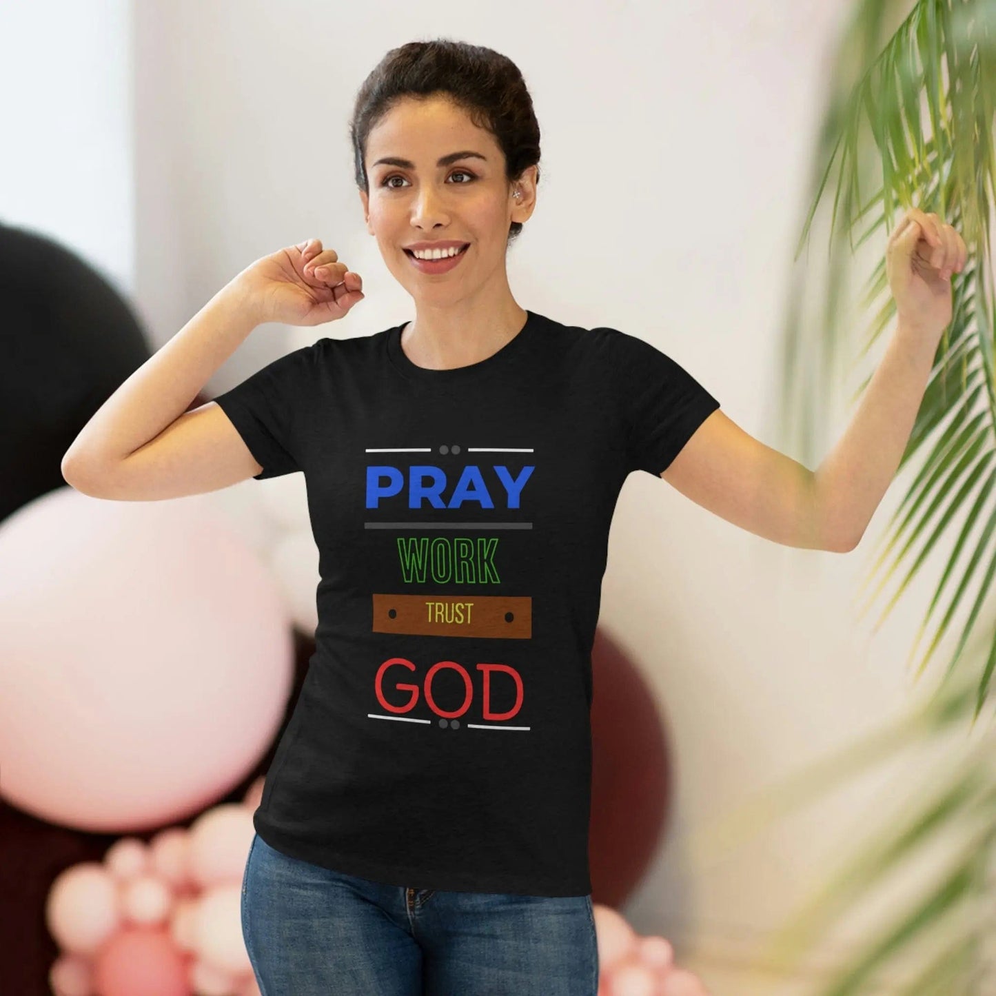 Pray work trust God Women's Triblend T-shirt Tri-Blend Vintage Black