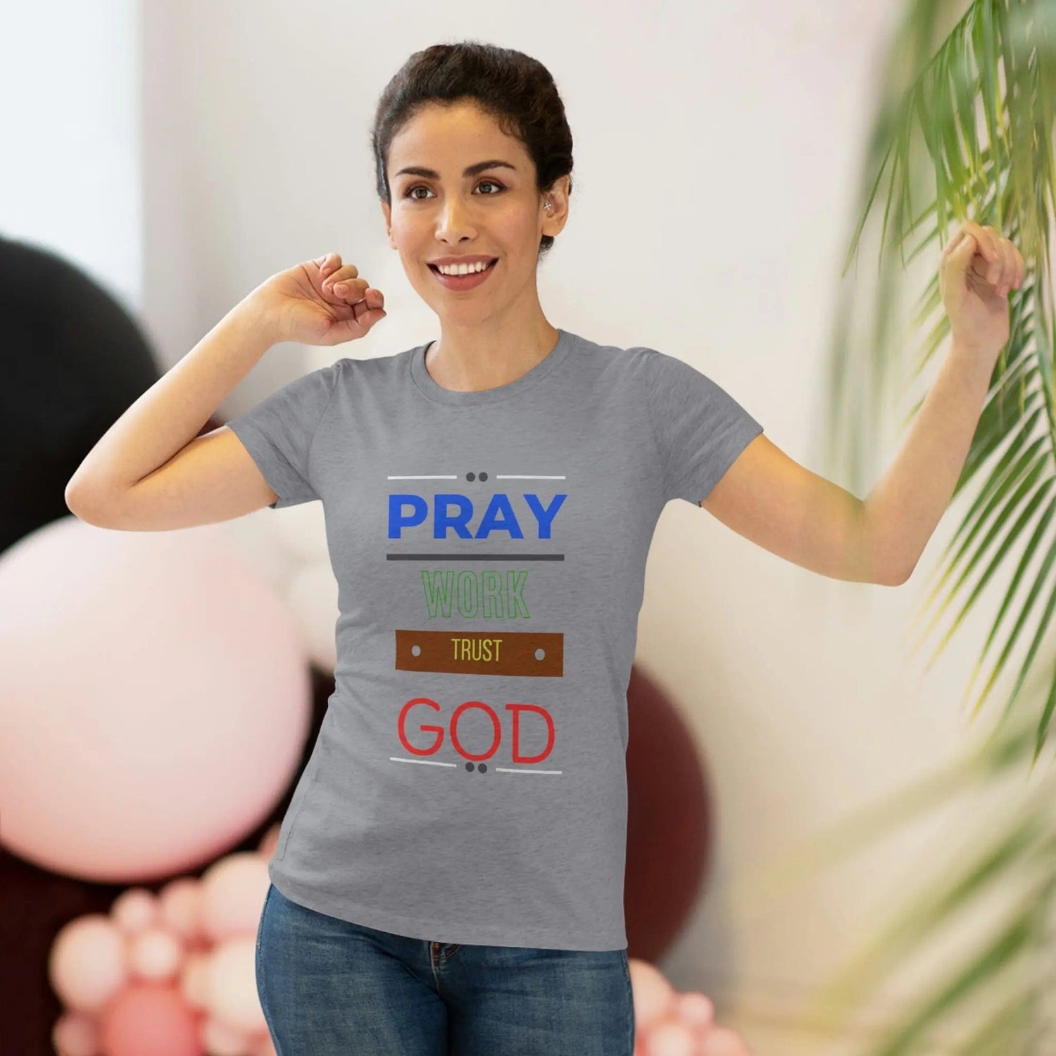 Pray work trust God Women's Triblend T-shirt Tri-Blend Premium Heather