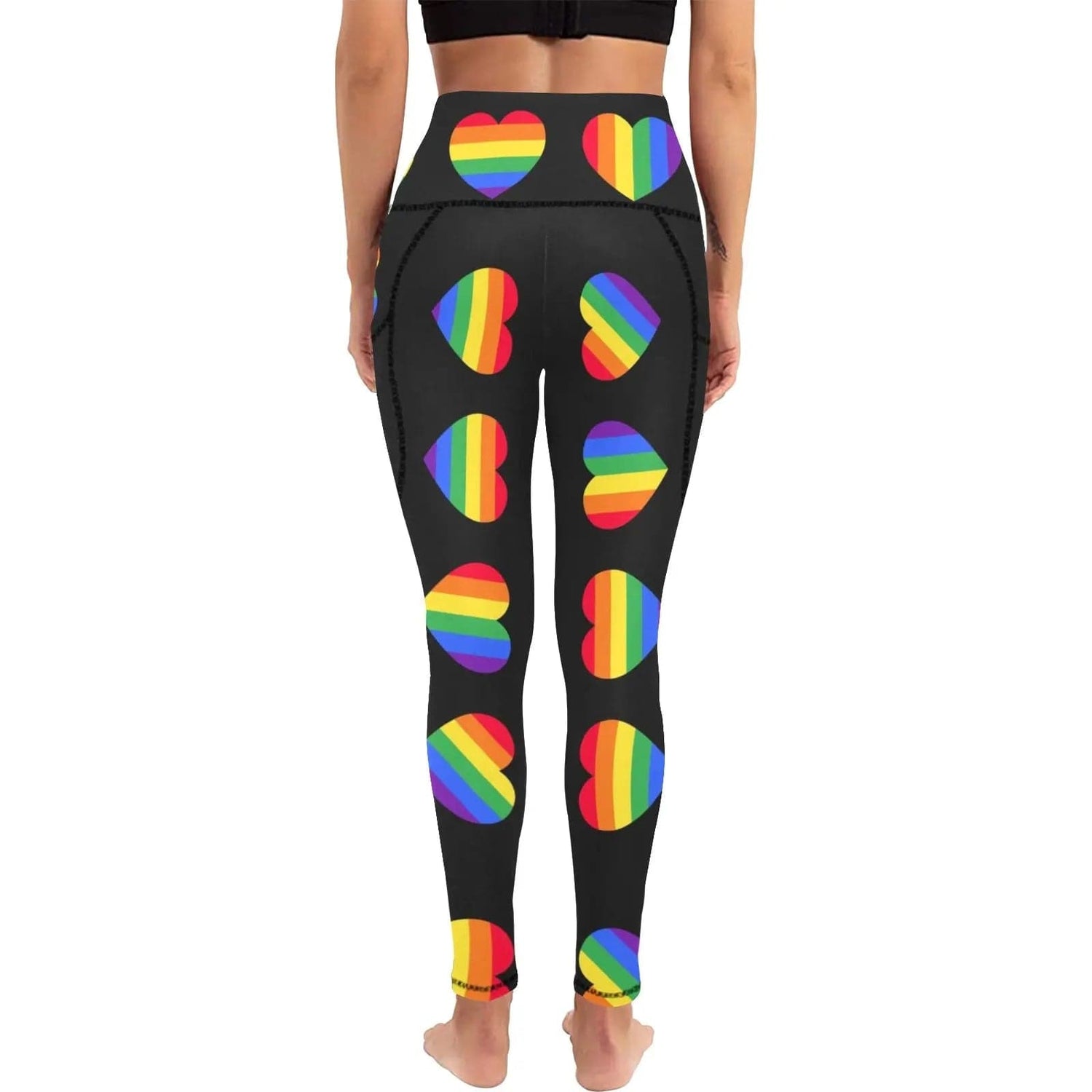 Pride Hearts Big High Waist Leggings with Pockets