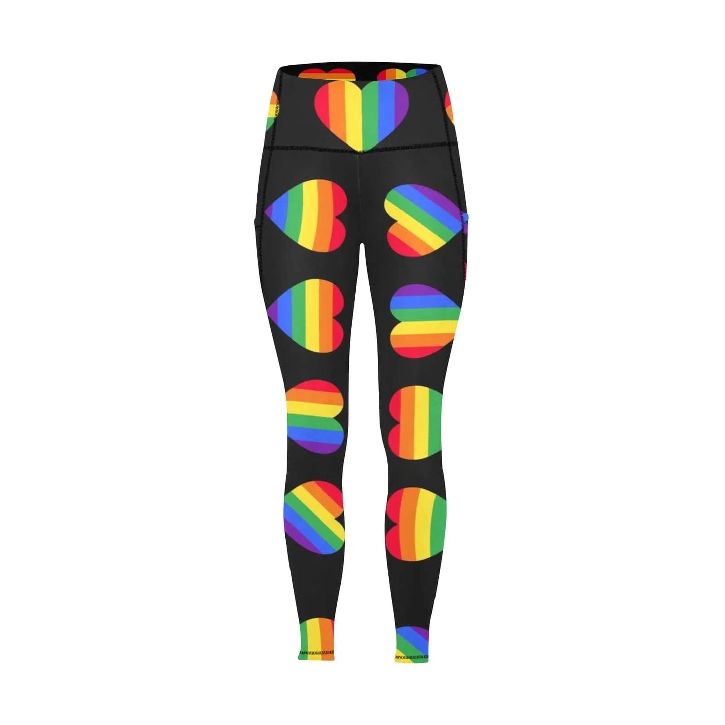 Pride Hearts Big High Waist Leggings with Pockets