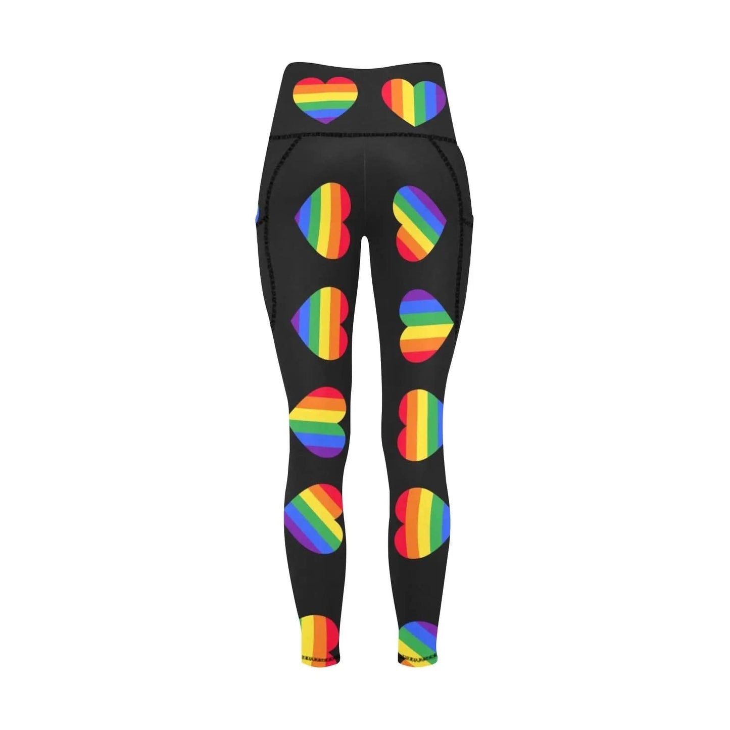 Pride Hearts Big High Waist Leggings with Pockets