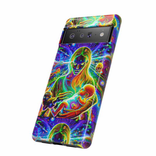 Psychedelic Nanny Caregiver with baby Tough Phone Cases