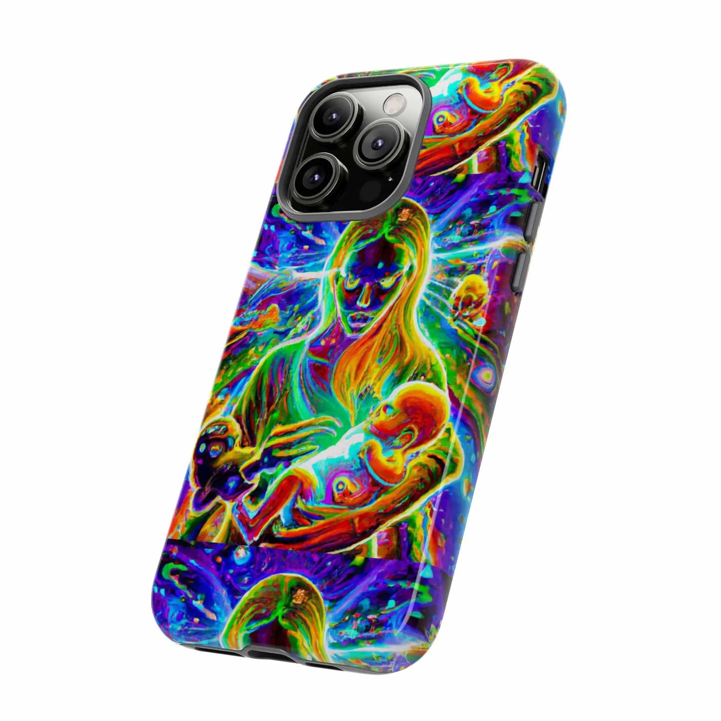 Psychedelic Nanny Caregiver with baby Tough Phone Cases