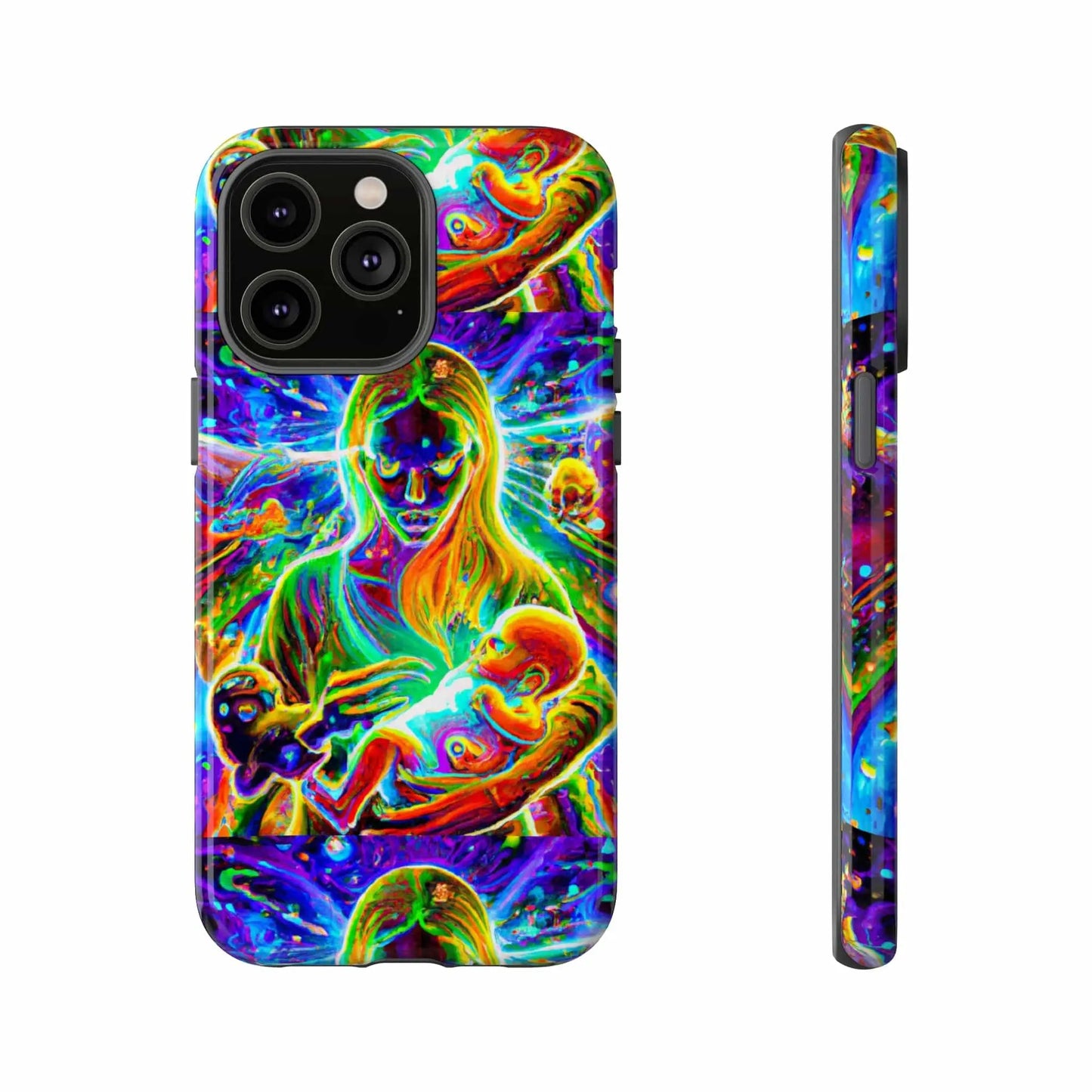 Psychedelic Nanny Caregiver with baby Tough Phone Cases