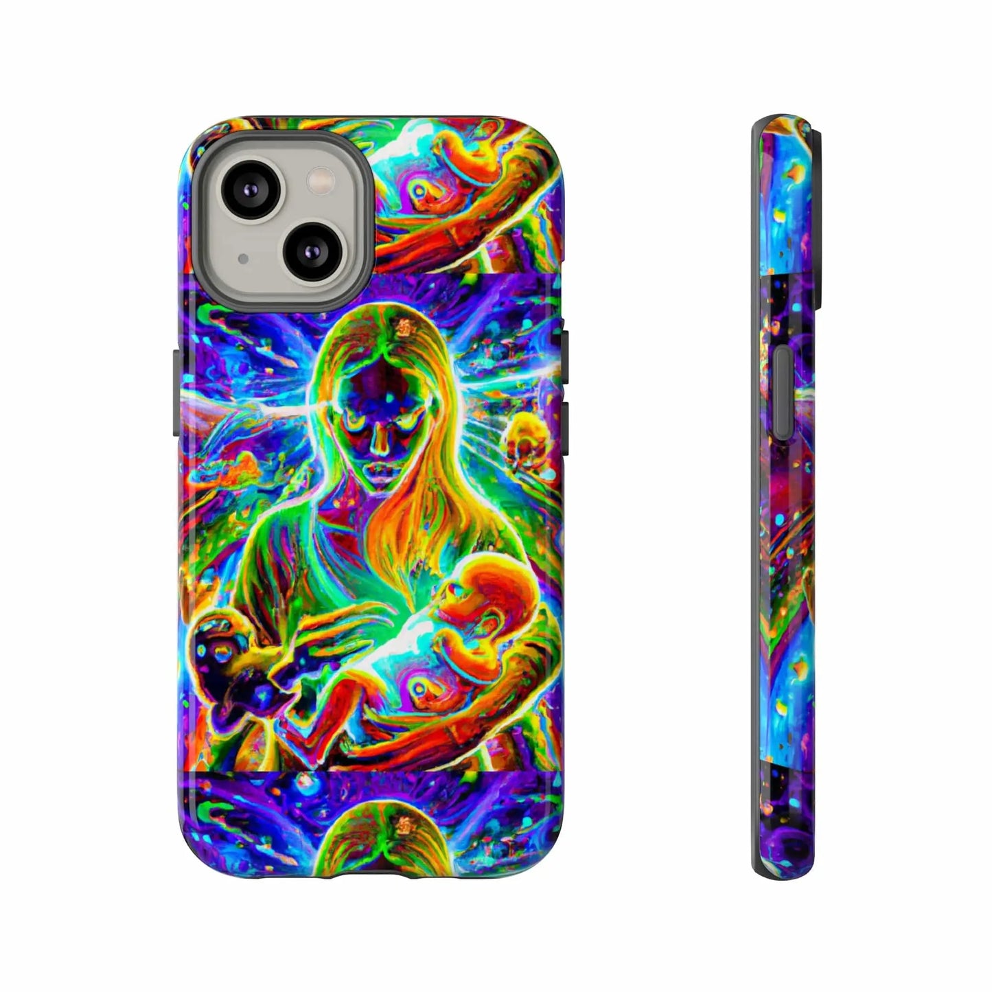 Psychedelic Nanny Caregiver with baby Tough Phone Cases