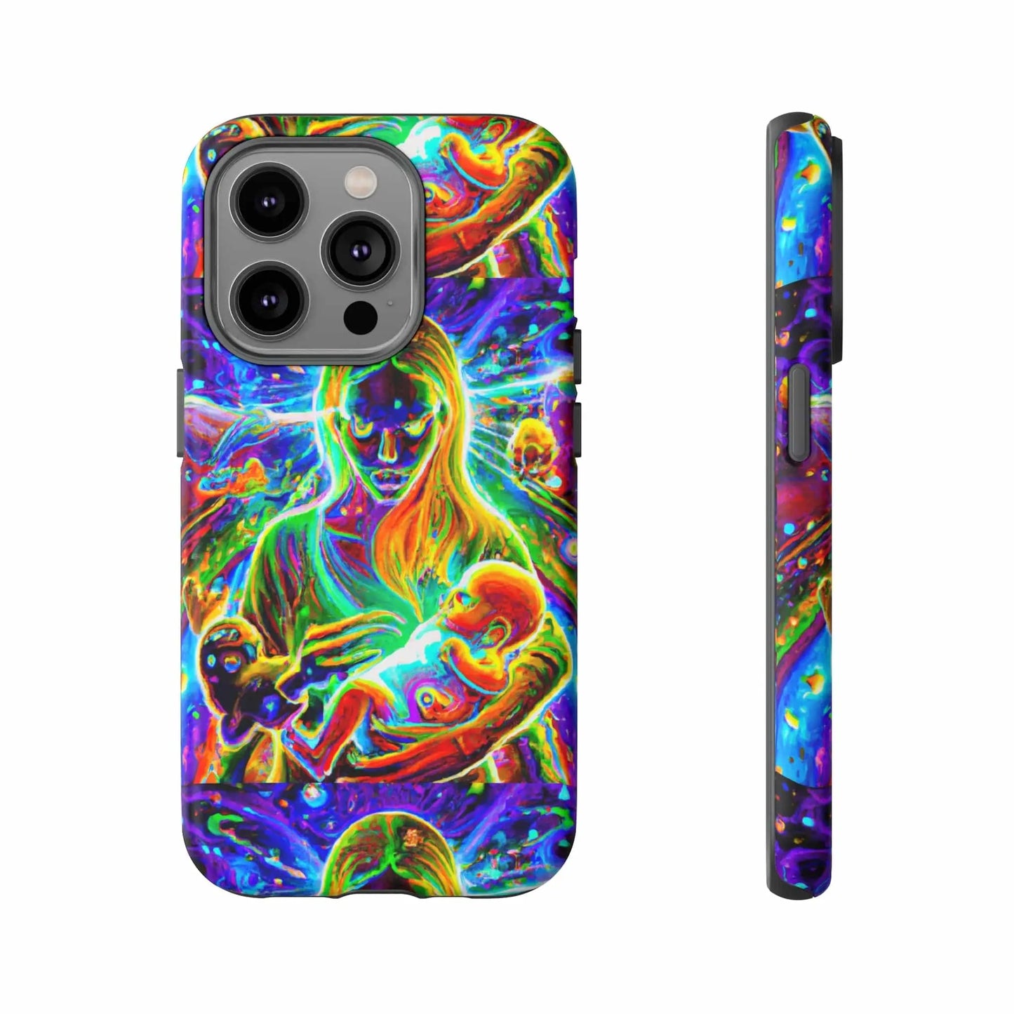 Psychedelic Nanny Caregiver with baby Tough Phone Cases