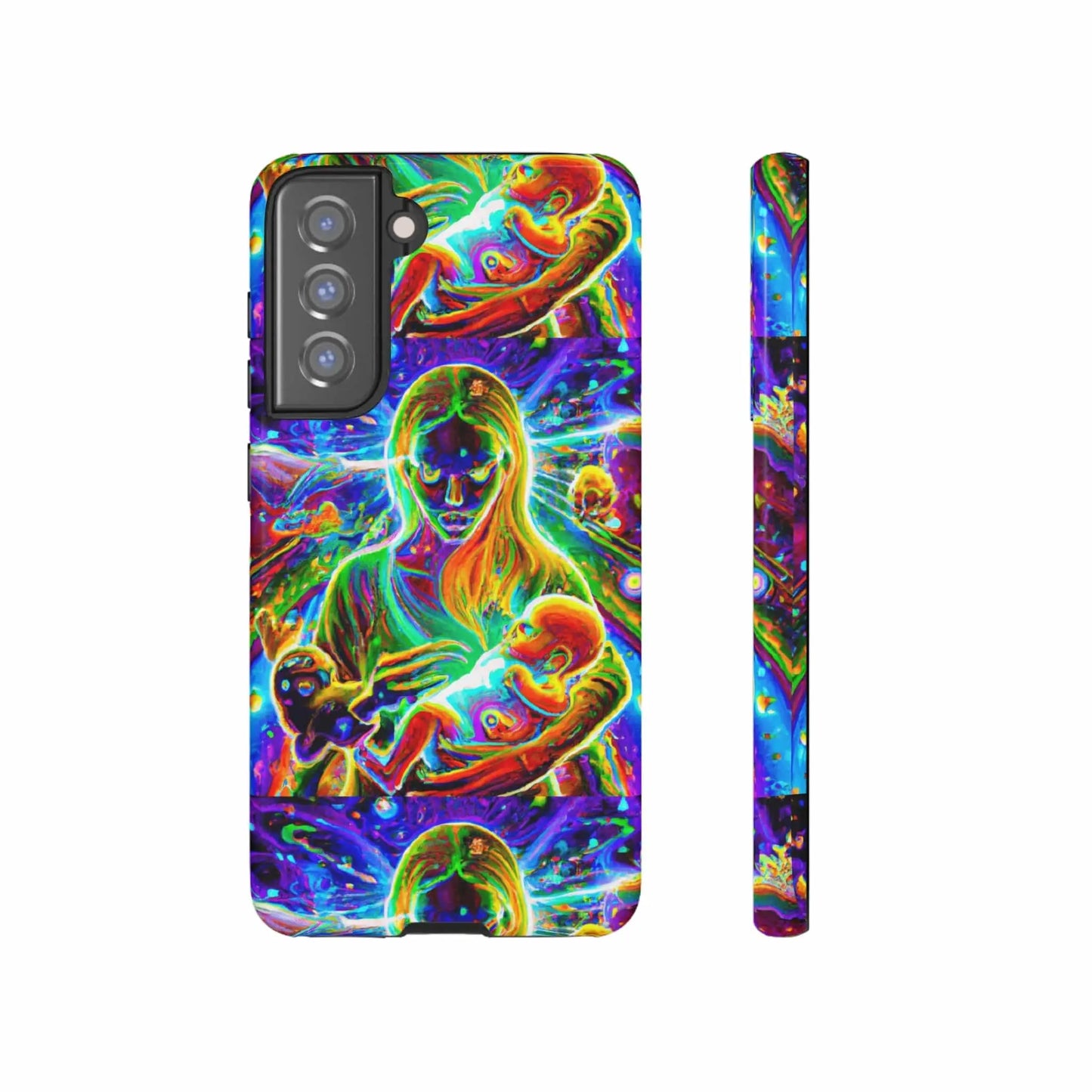 Psychedelic Nanny Caregiver with baby Tough Phone Cases