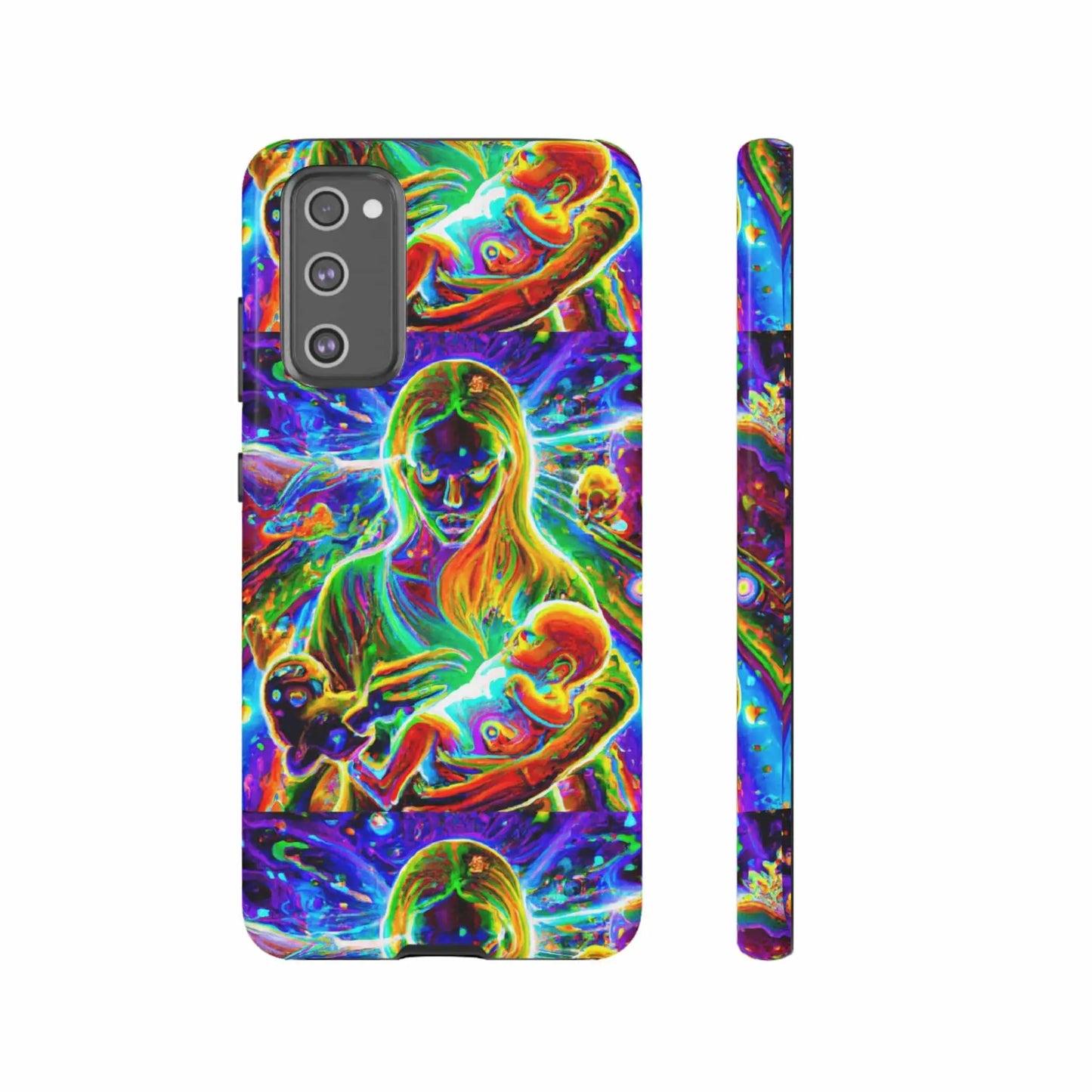 Psychedelic Nanny Caregiver with baby Tough Phone Cases