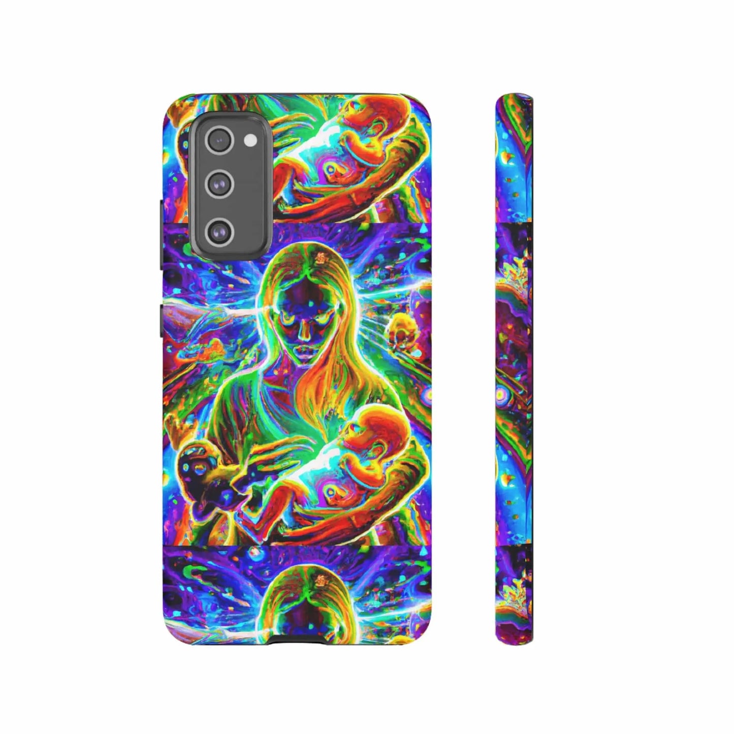 Psychedelic Nanny Caregiver with baby Tough Phone Cases