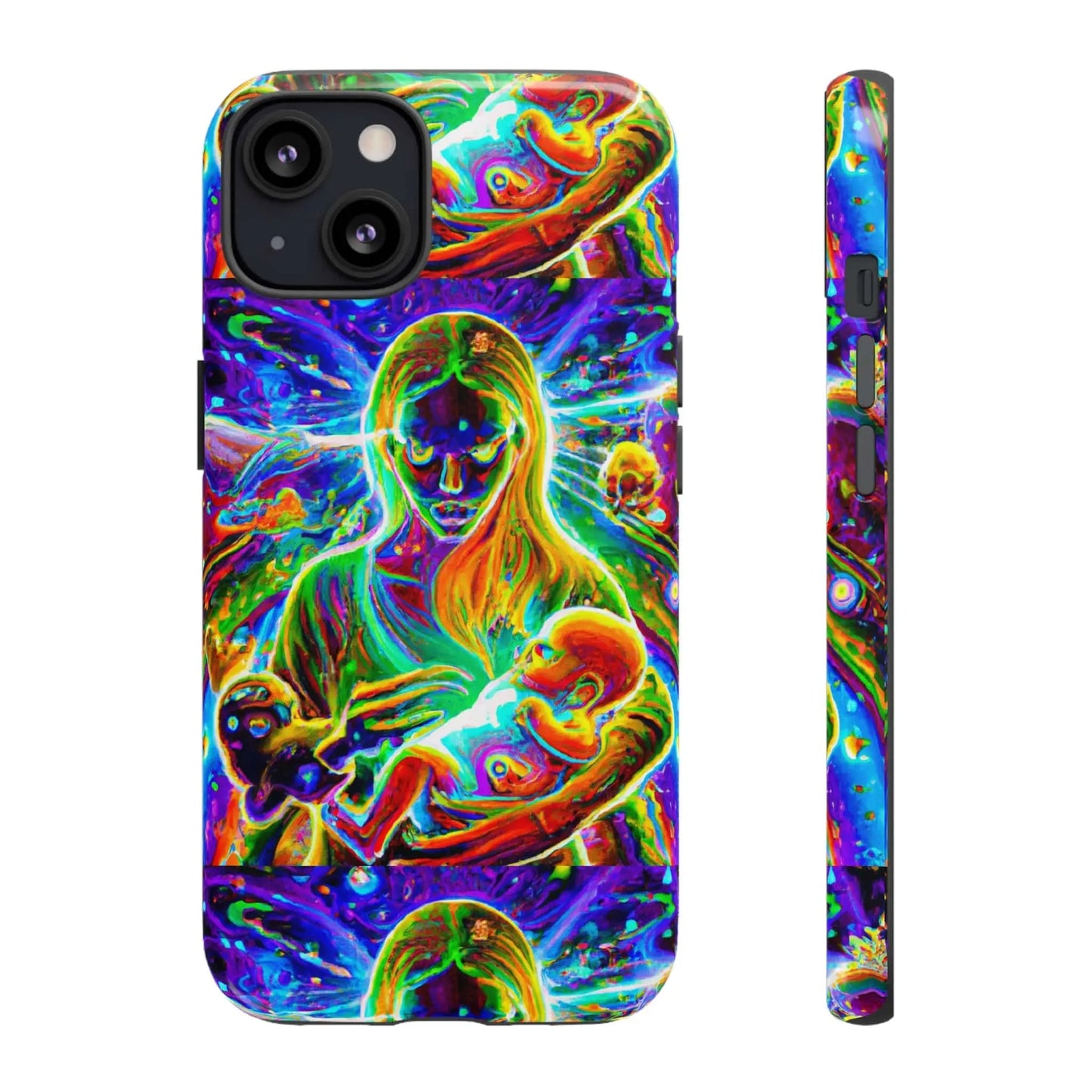 Psychedelic Nanny Caregiver with baby Tough Phone Cases