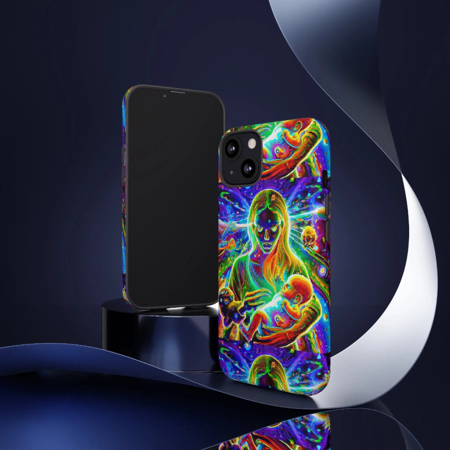 Psychedelic Nanny Caregiver with baby Tough Phone Cases