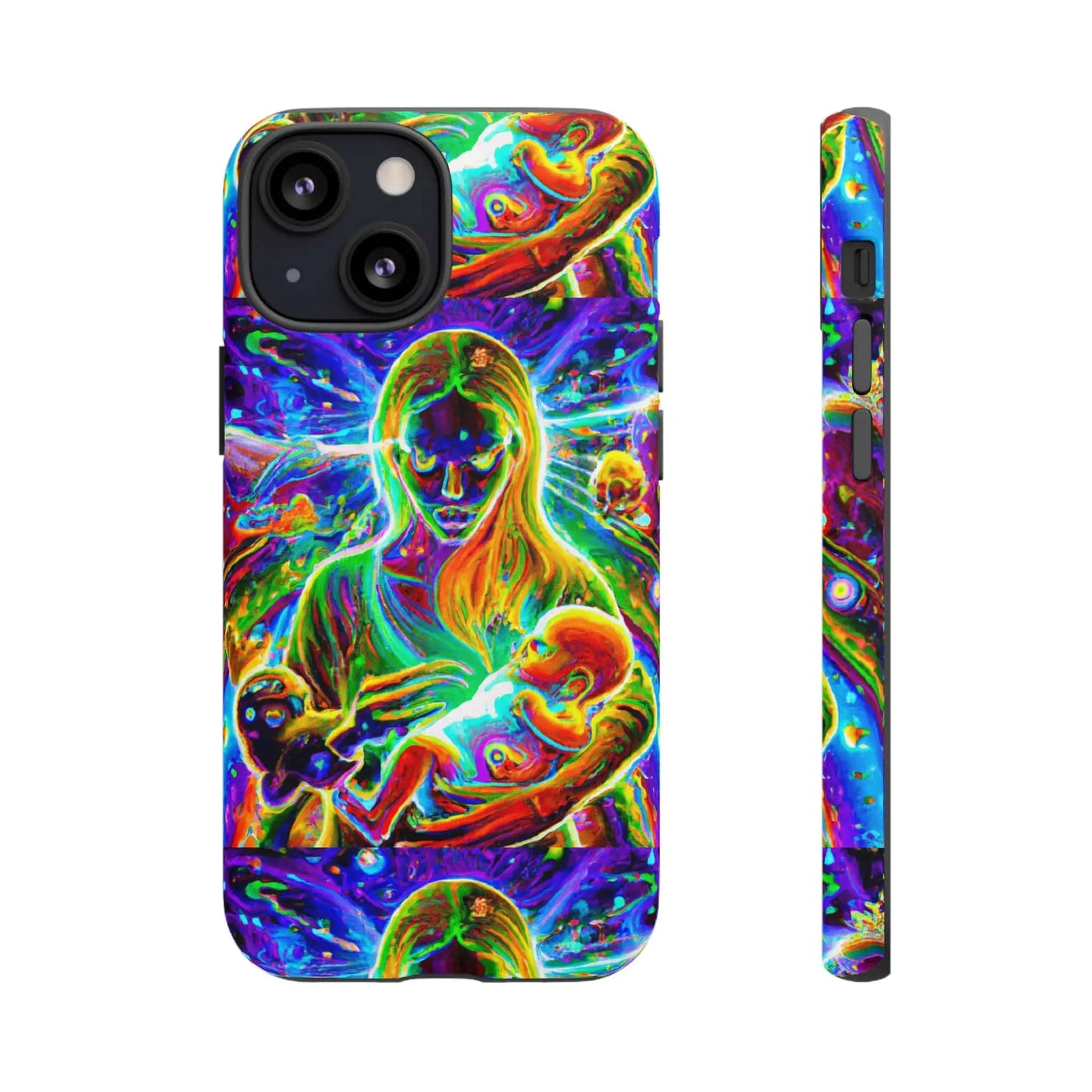 Psychedelic Nanny Caregiver with baby Tough Phone Cases