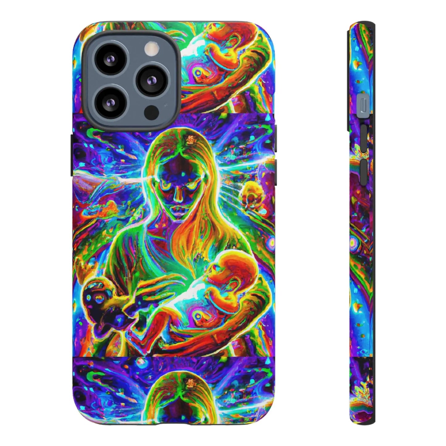 Psychedelic Nanny Caregiver with baby Tough Phone Cases