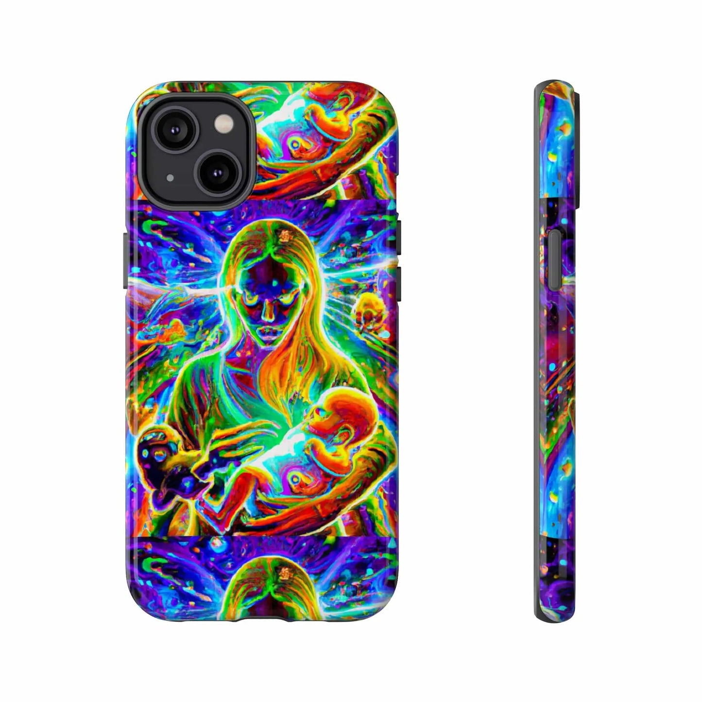 Psychedelic Nanny Caregiver with baby Tough Phone Cases