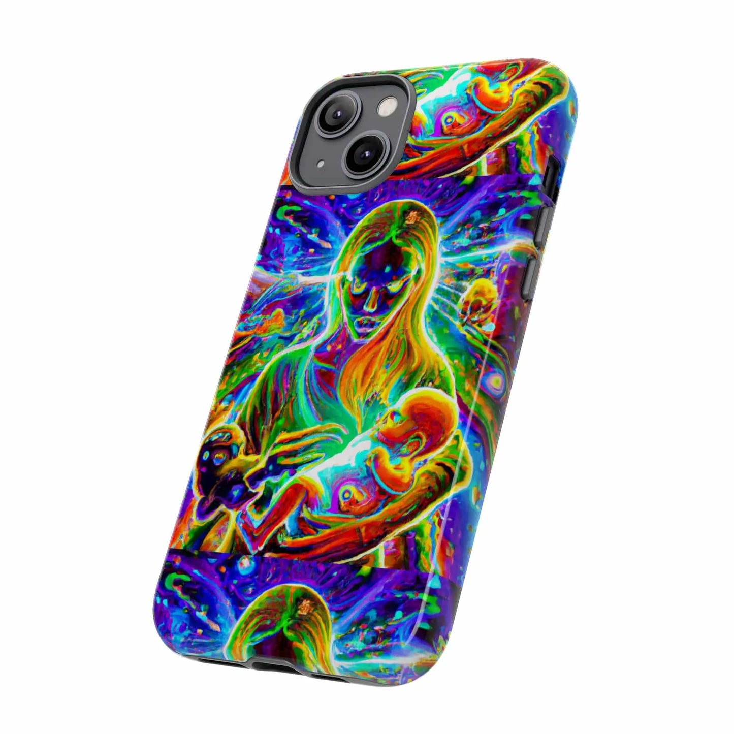 Psychedelic Nanny Caregiver with baby Tough Phone Cases