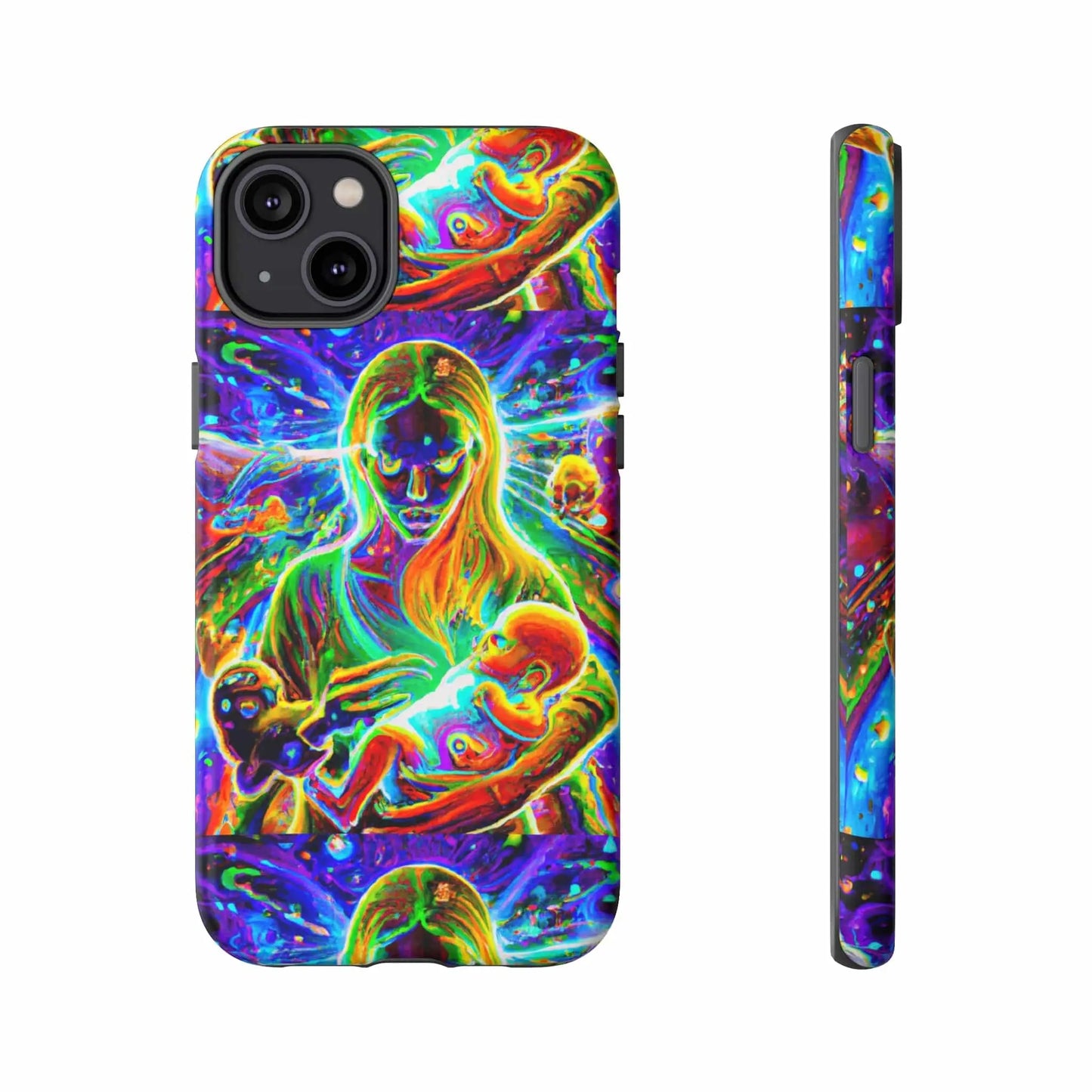 Psychedelic Nanny Caregiver with baby Tough Phone Cases