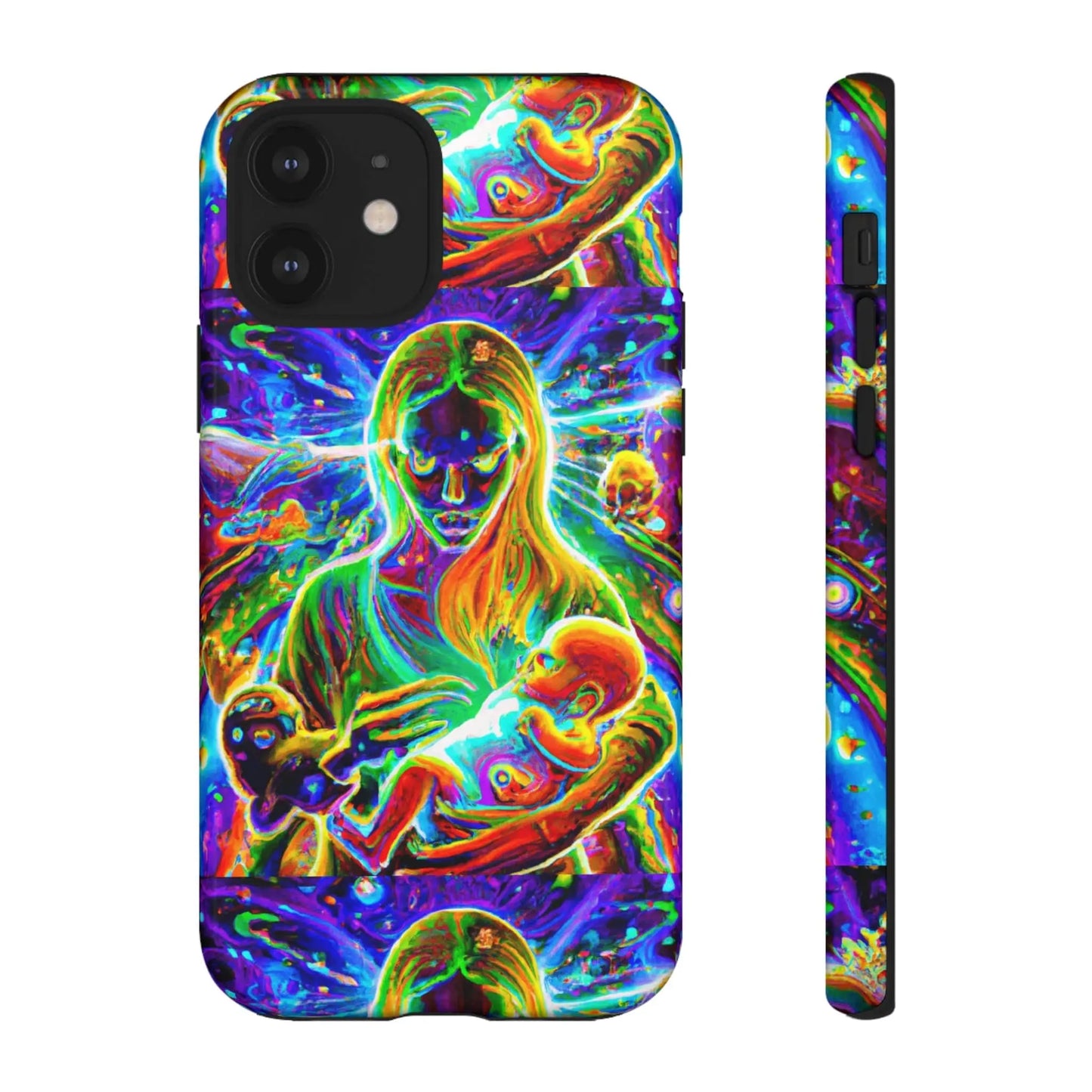 Psychedelic Nanny Caregiver with baby Tough Phone Cases