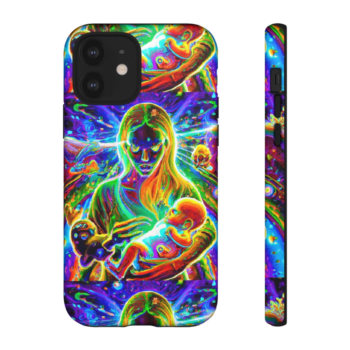 Psychedelic Nanny Caregiver with baby Tough Phone Cases