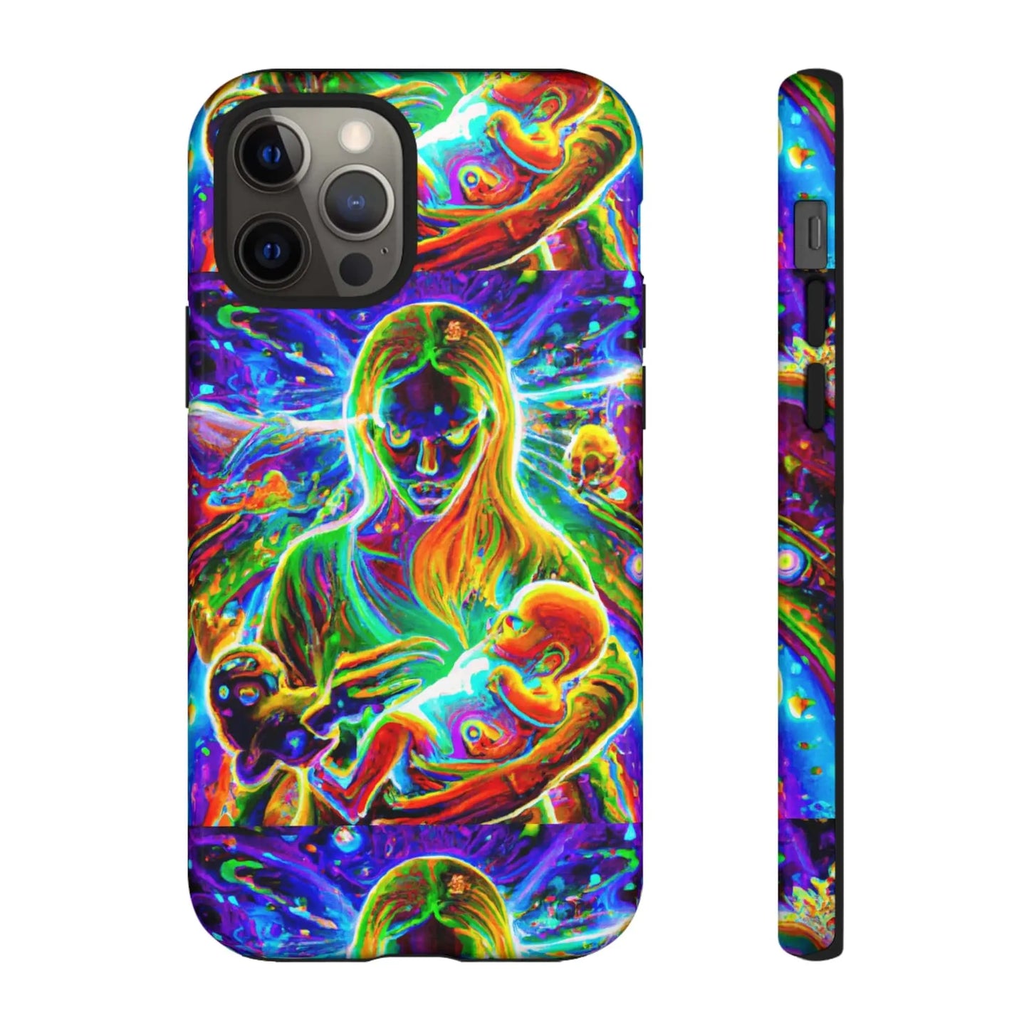 Psychedelic Nanny Caregiver with baby Tough Phone Cases