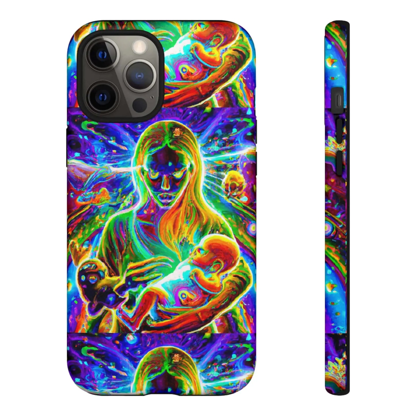 Psychedelic Nanny Caregiver with baby Tough Phone Cases