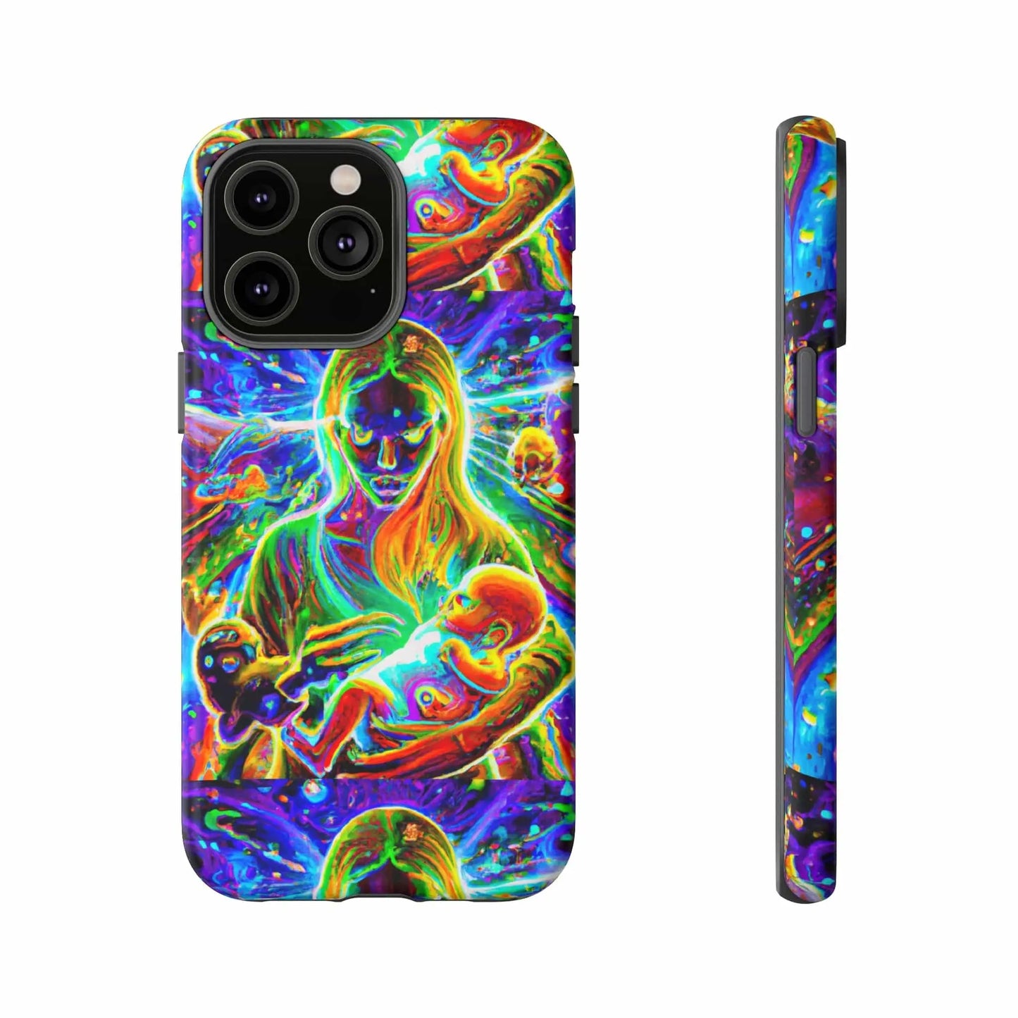 Psychedelic Nanny Caregiver with baby Tough Phone Cases