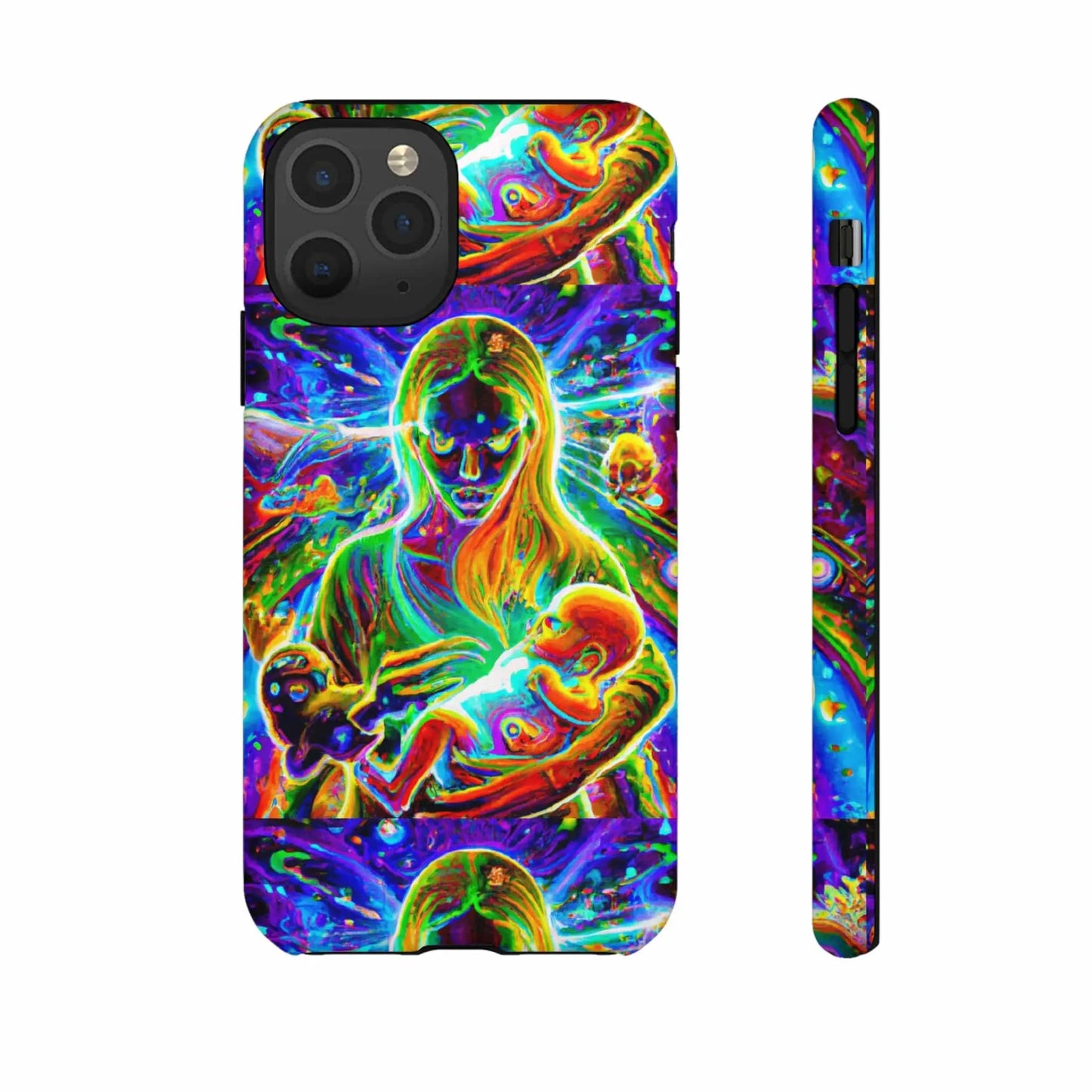 Psychedelic Nanny Caregiver with baby Tough Phone Cases