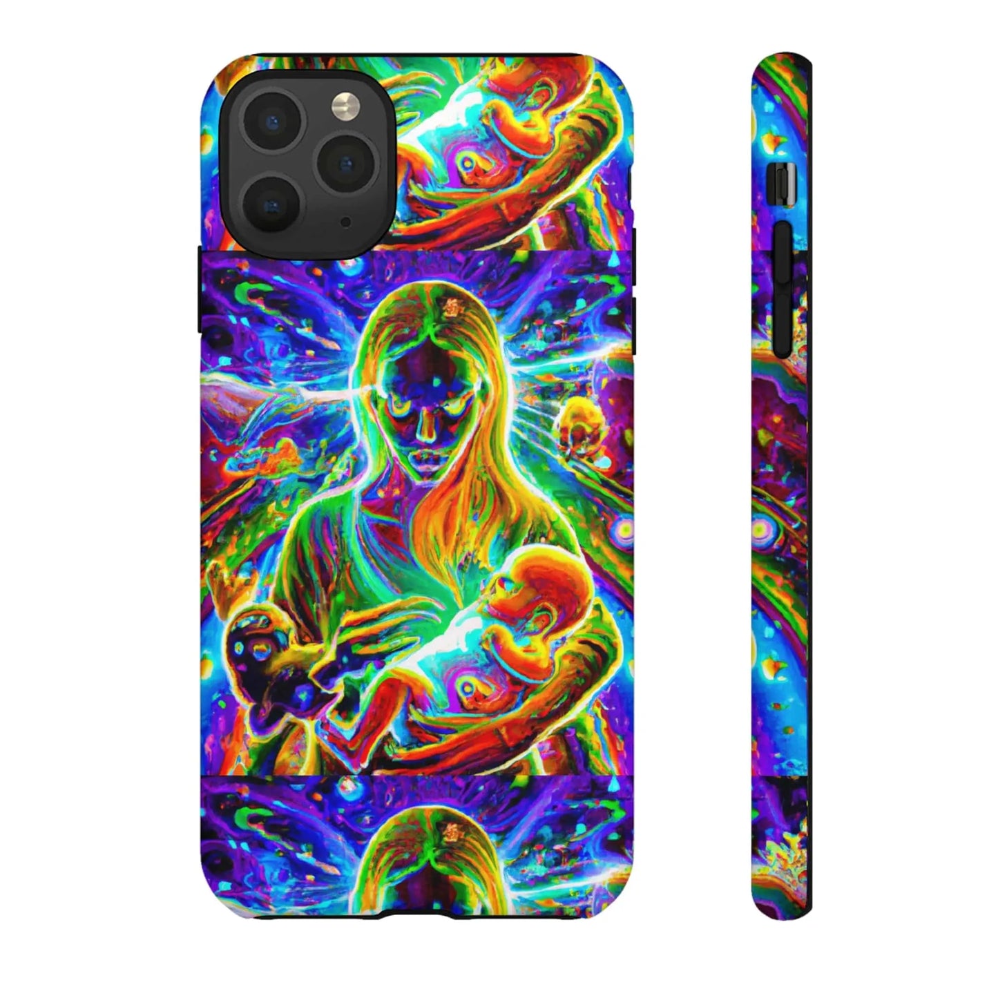 Psychedelic Nanny Caregiver with baby Tough Phone Cases