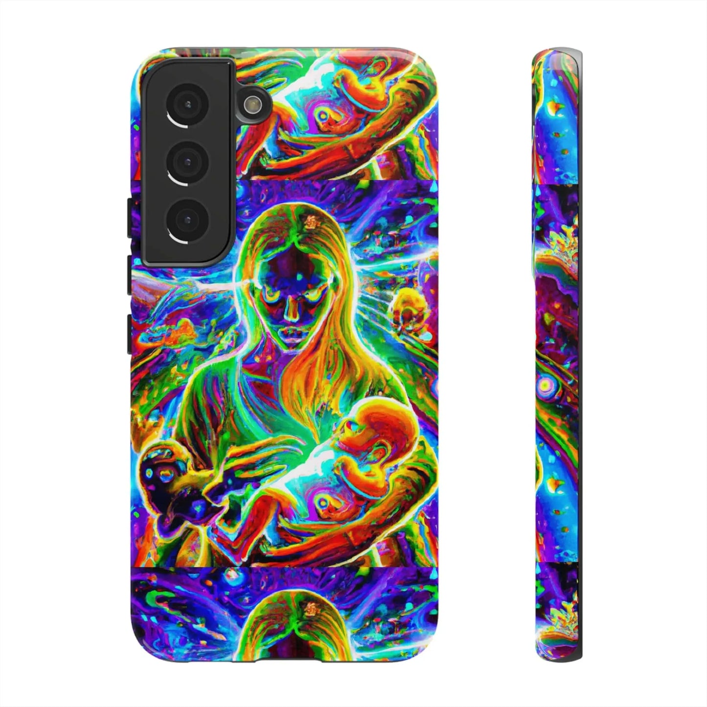 Psychedelic Nanny Caregiver with baby Tough Phone Cases