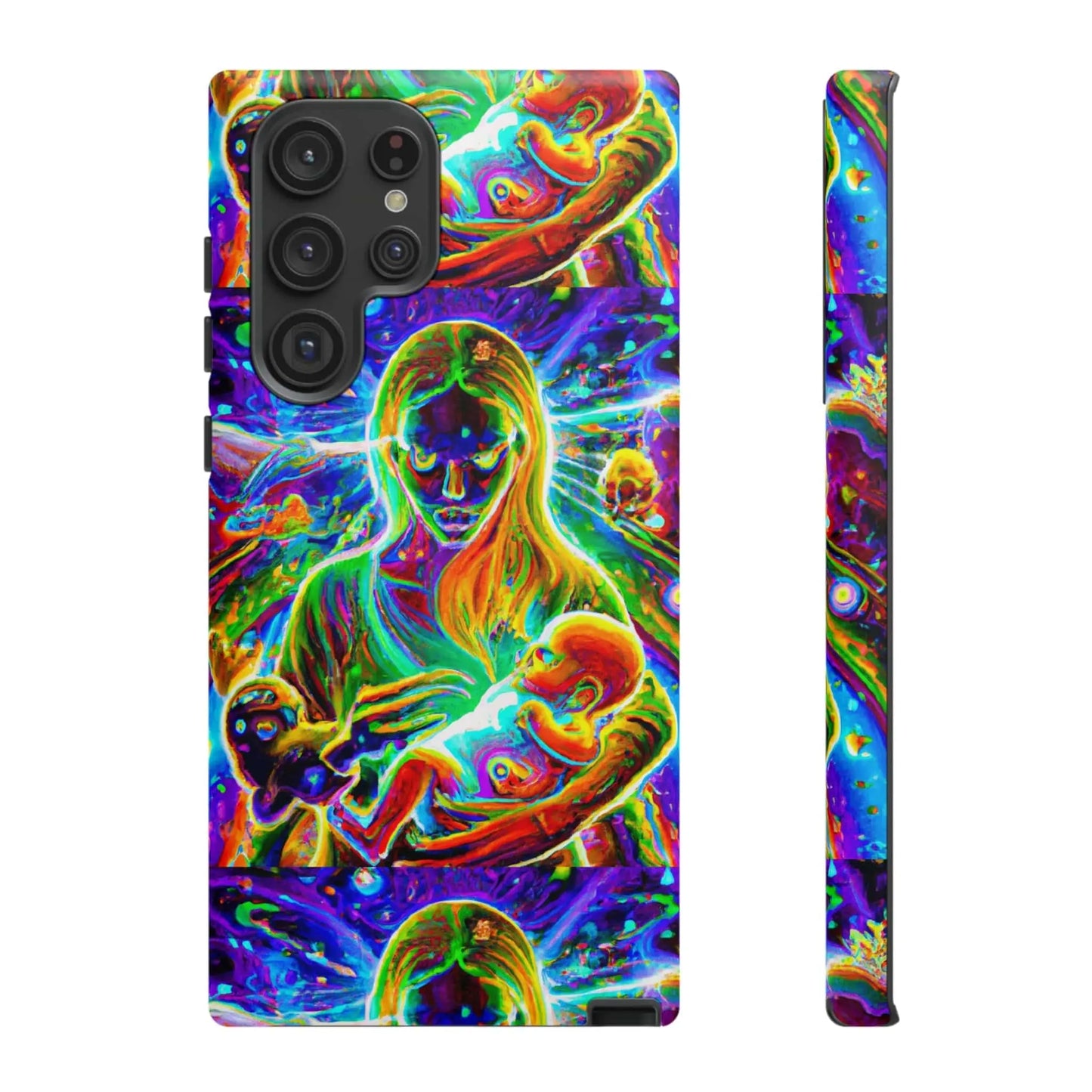 Psychedelic Nanny Caregiver with baby Tough Phone Cases