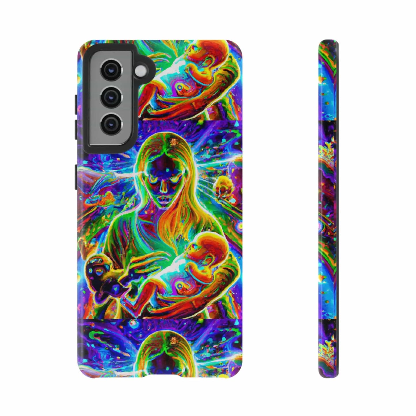 Psychedelic Nanny Caregiver with baby Tough Phone Cases