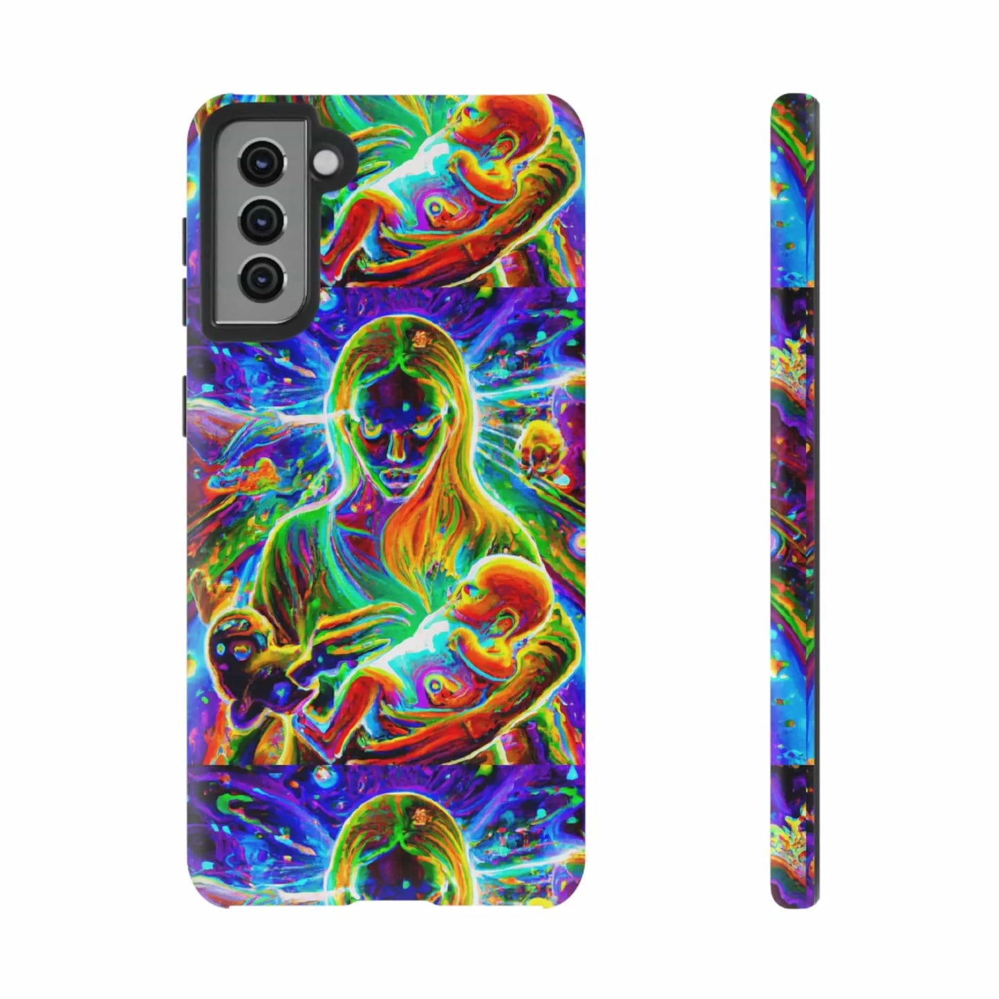 Psychedelic Nanny Caregiver with baby Tough Phone Cases