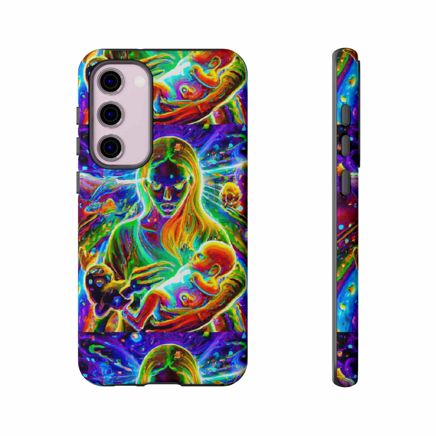 Psychedelic Nanny Caregiver with baby Tough Phone Cases