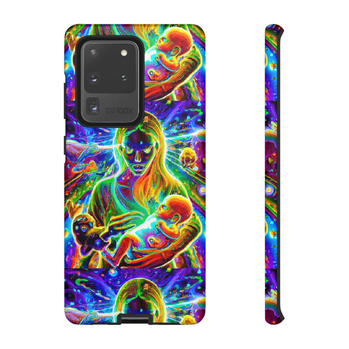 Psychedelic Nanny Caregiver with baby Tough Phone Cases