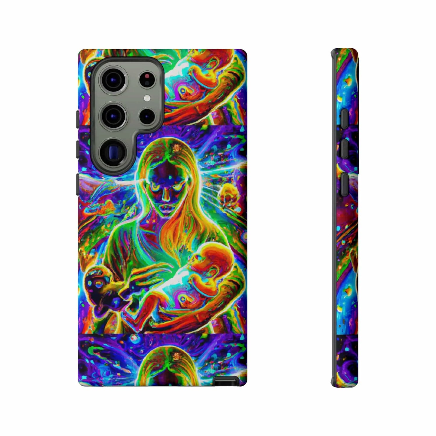 Psychedelic Nanny Caregiver with baby Tough Phone Cases