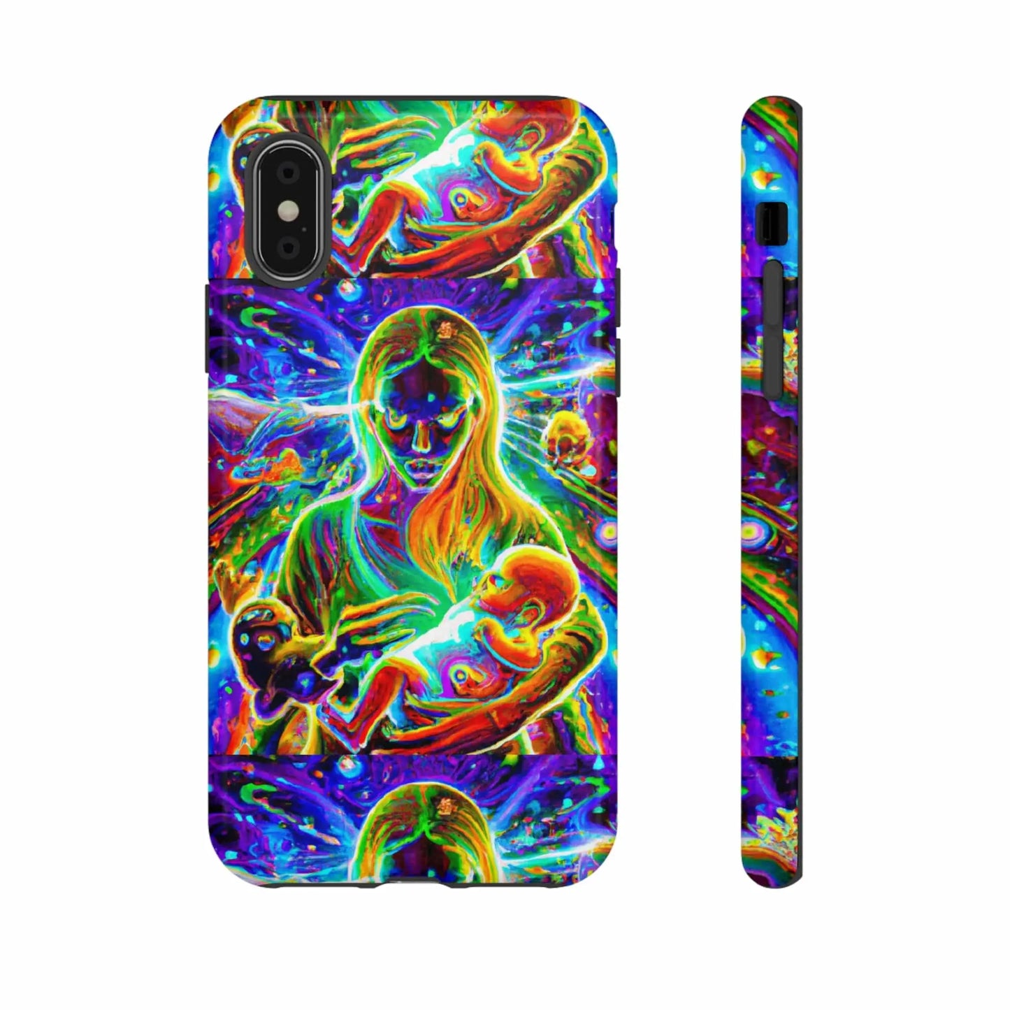 Psychedelic Nanny Caregiver with baby Tough Phone Cases