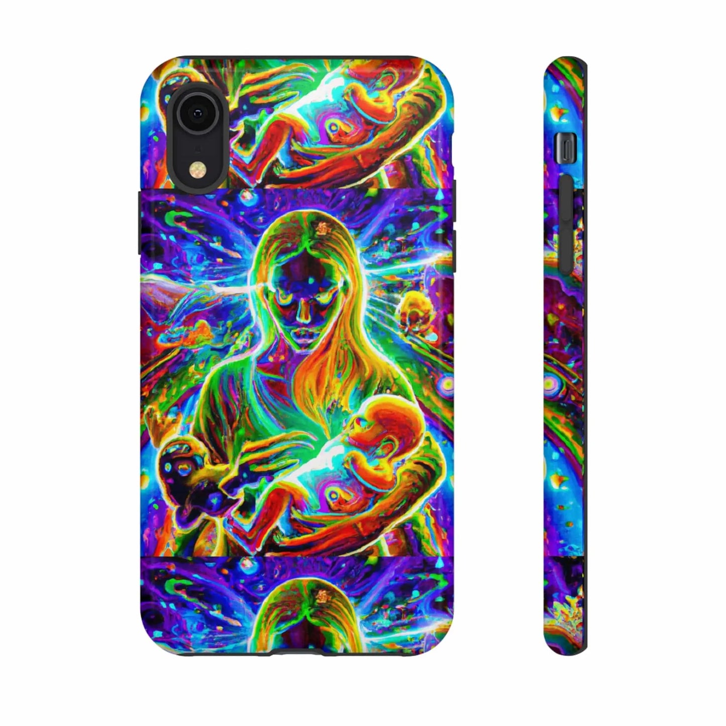 Psychedelic Nanny Caregiver with baby Tough Phone Cases