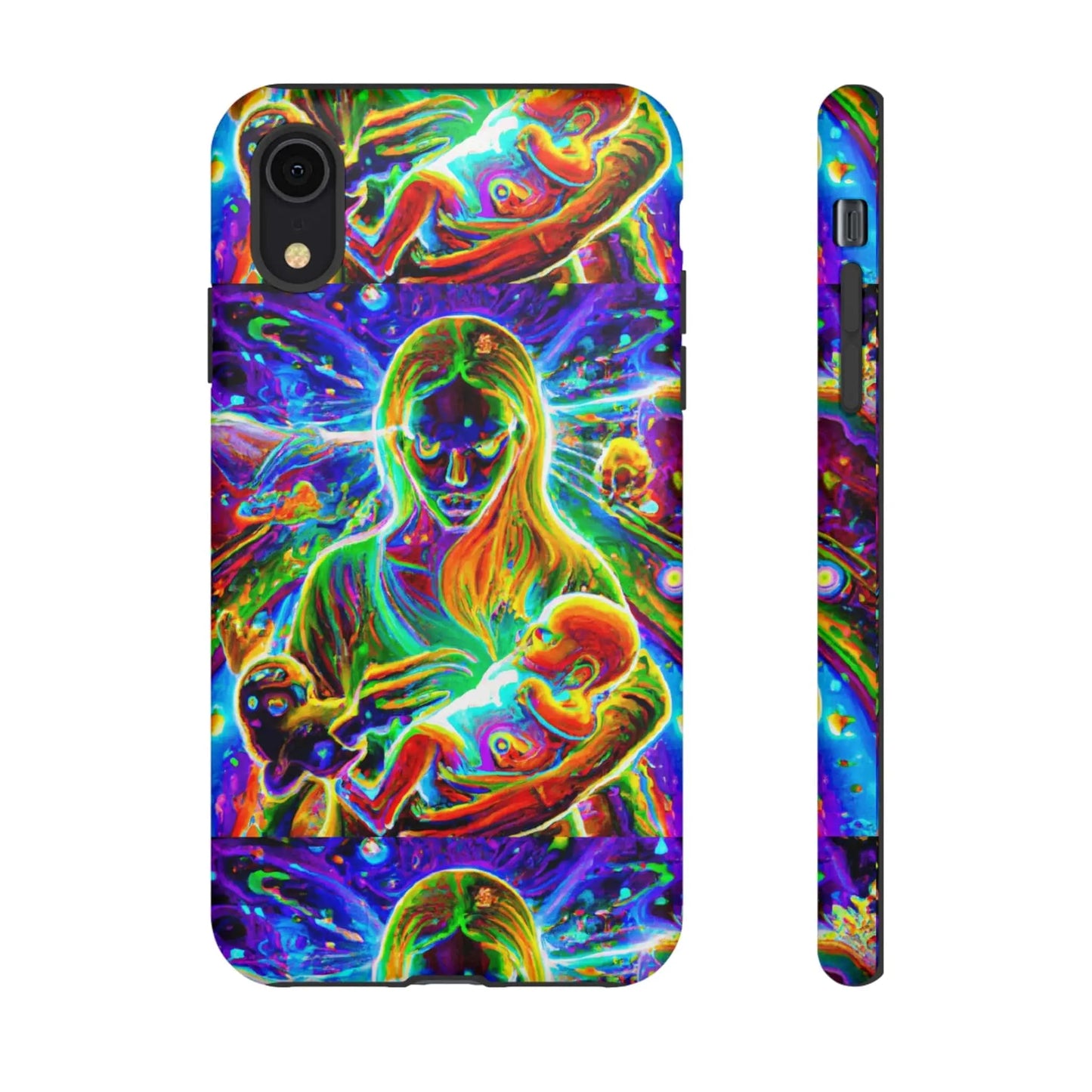 Psychedelic Nanny Caregiver with baby Tough Phone Cases