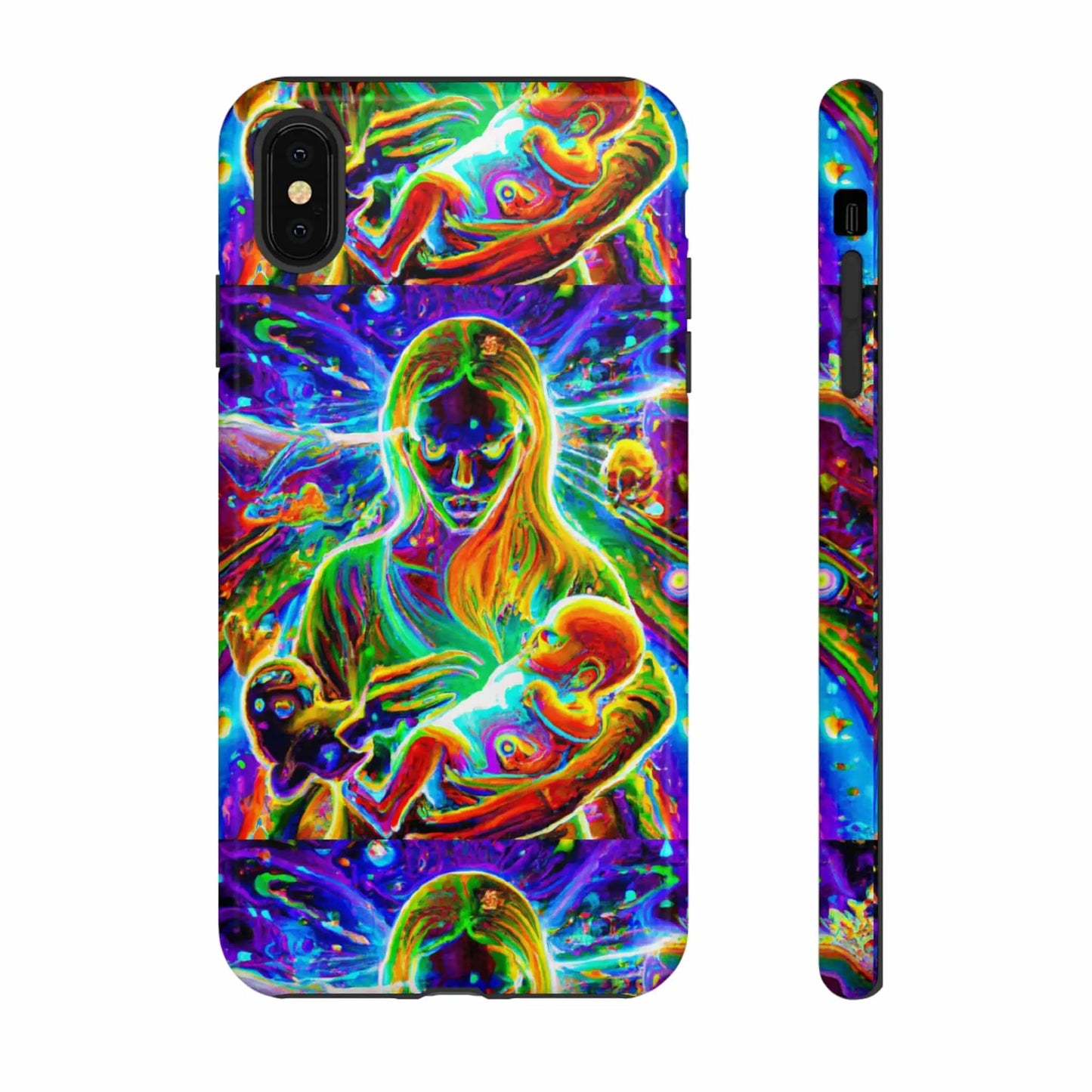 Psychedelic Nanny Caregiver with baby Tough Phone Cases