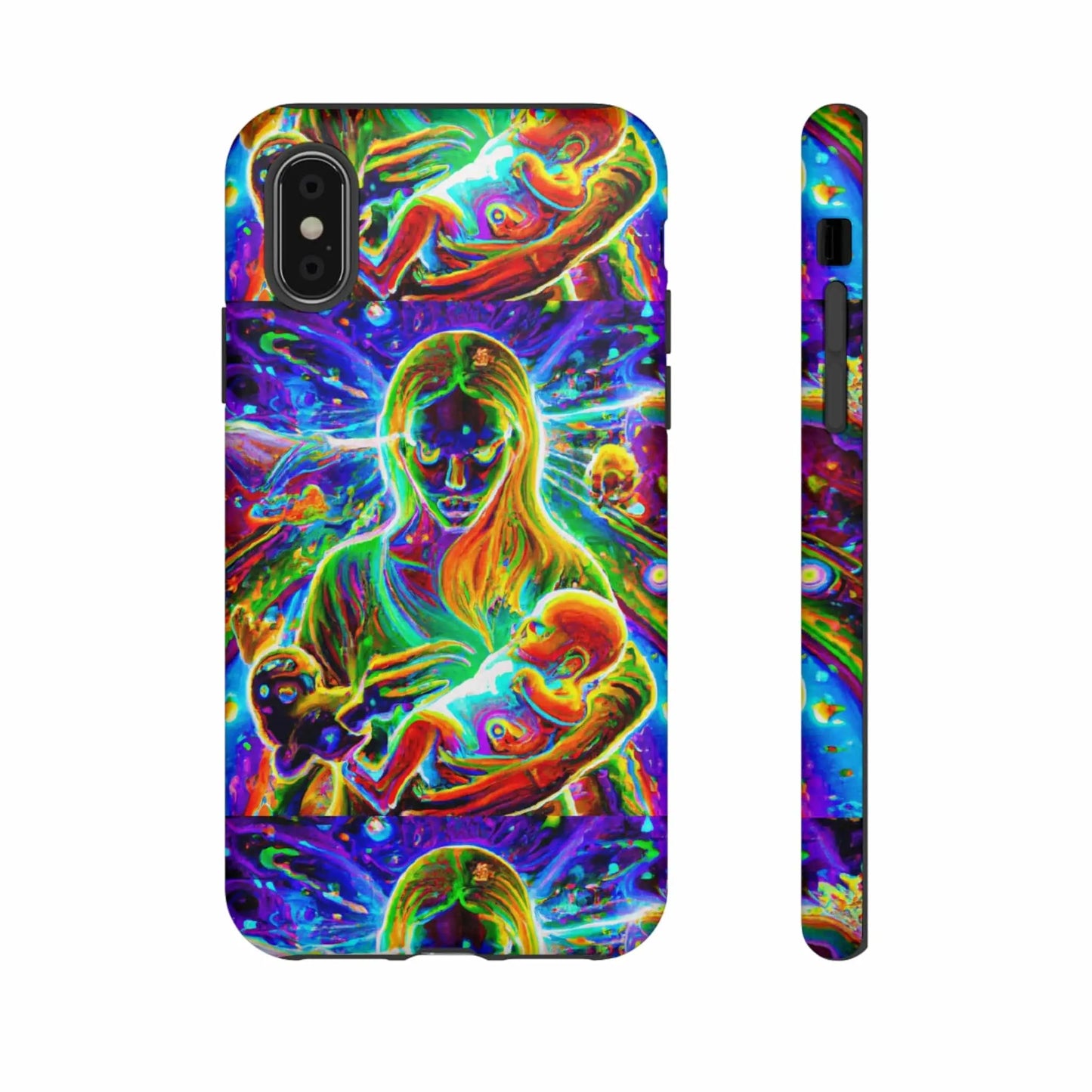 Psychedelic Nanny Caregiver with baby Tough Phone Cases