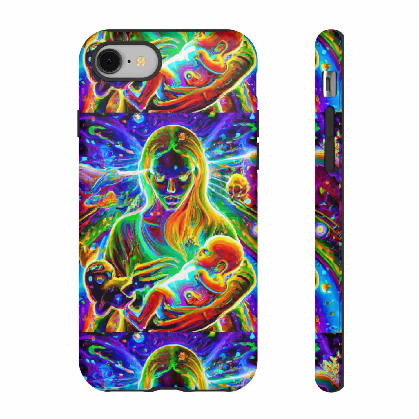 Psychedelic Nanny Caregiver with baby Tough Phone Cases