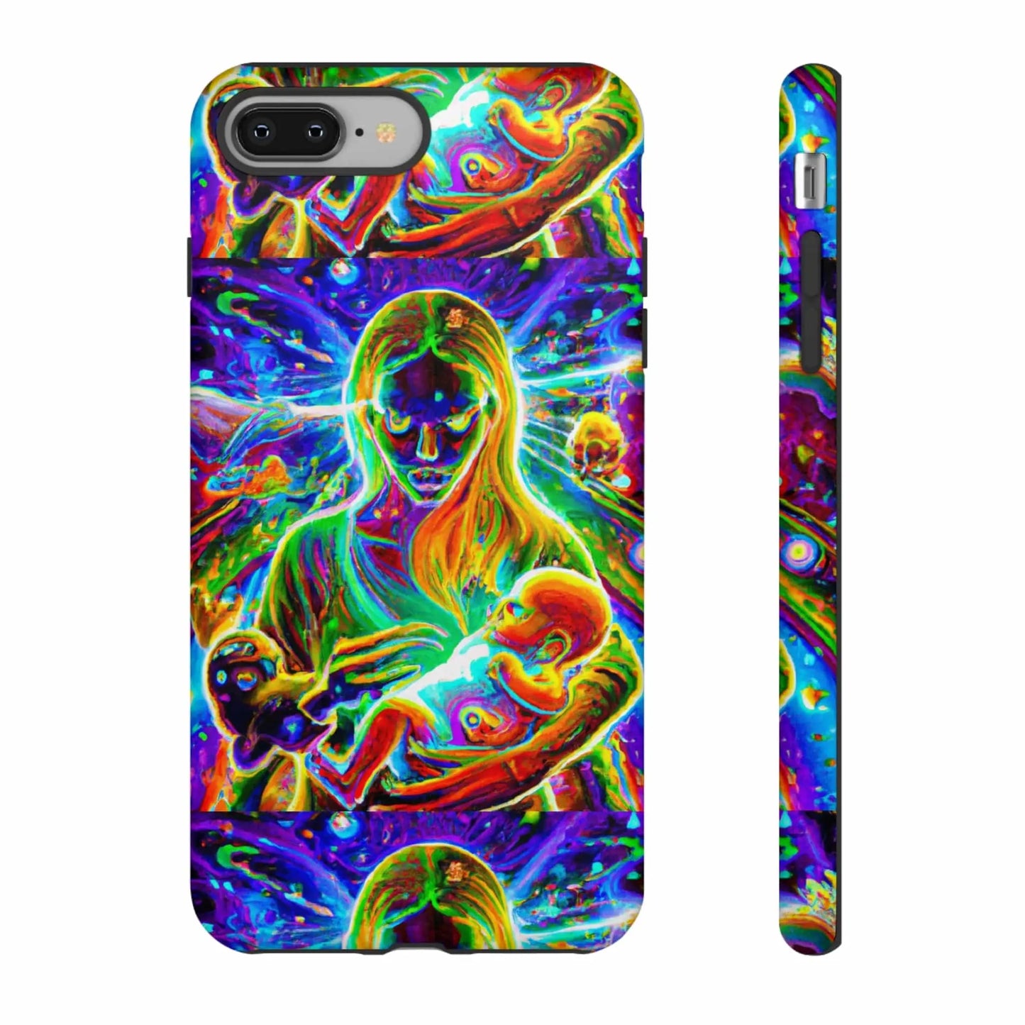 Psychedelic Nanny Caregiver with baby Tough Phone Cases