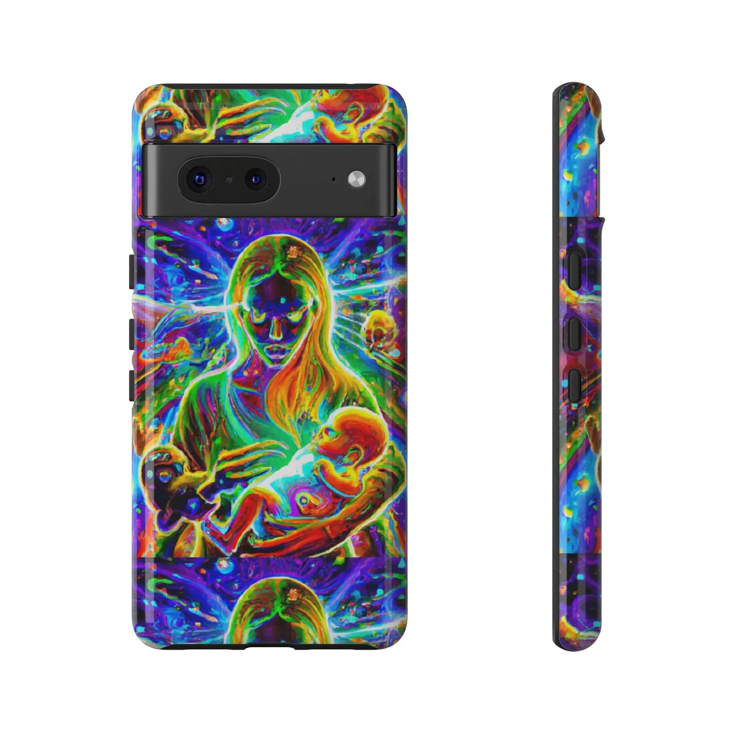 Psychedelic Nanny Caregiver with baby Tough Phone Cases